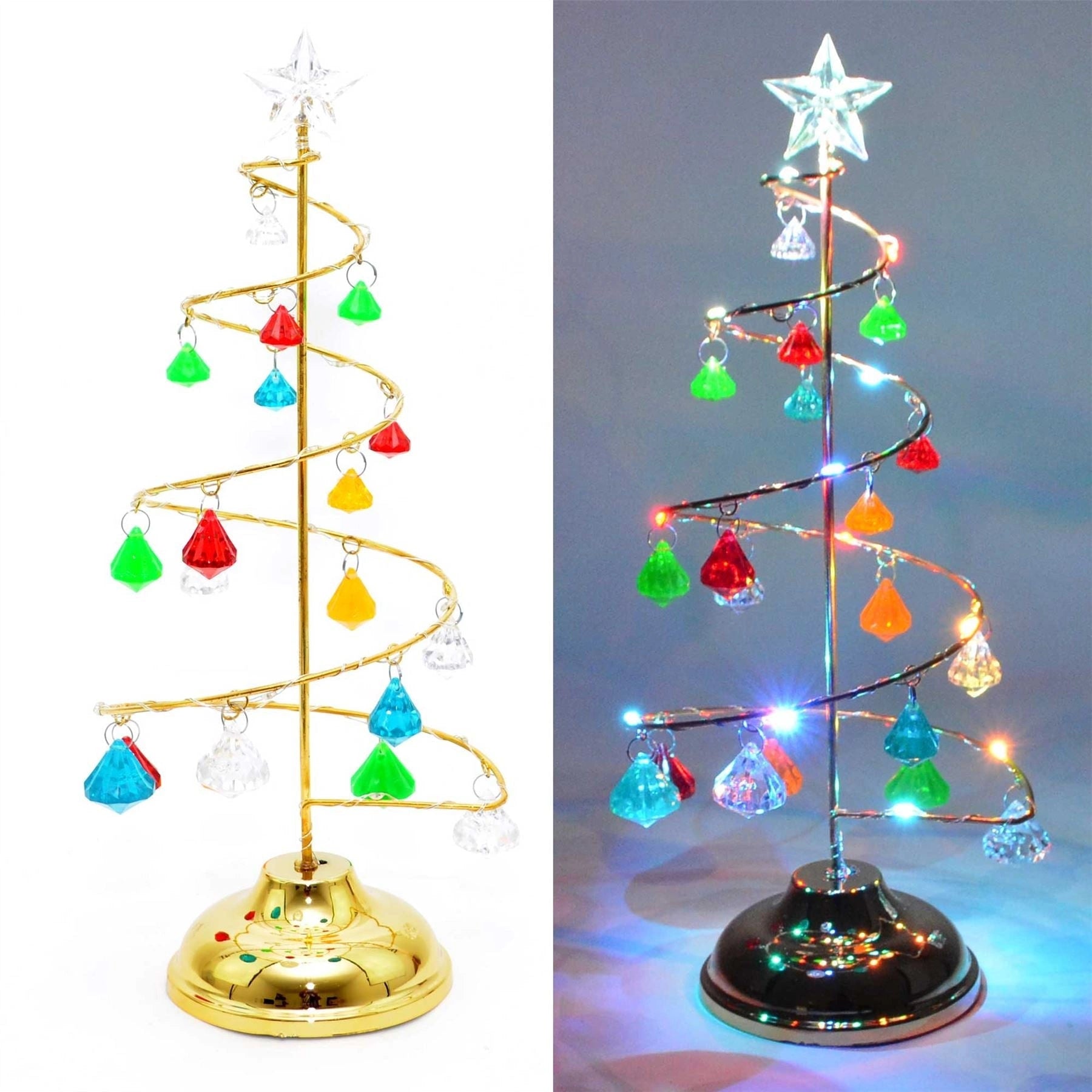 10in Spiral Diamond Tree Christmas Decorations Xmas Novelty