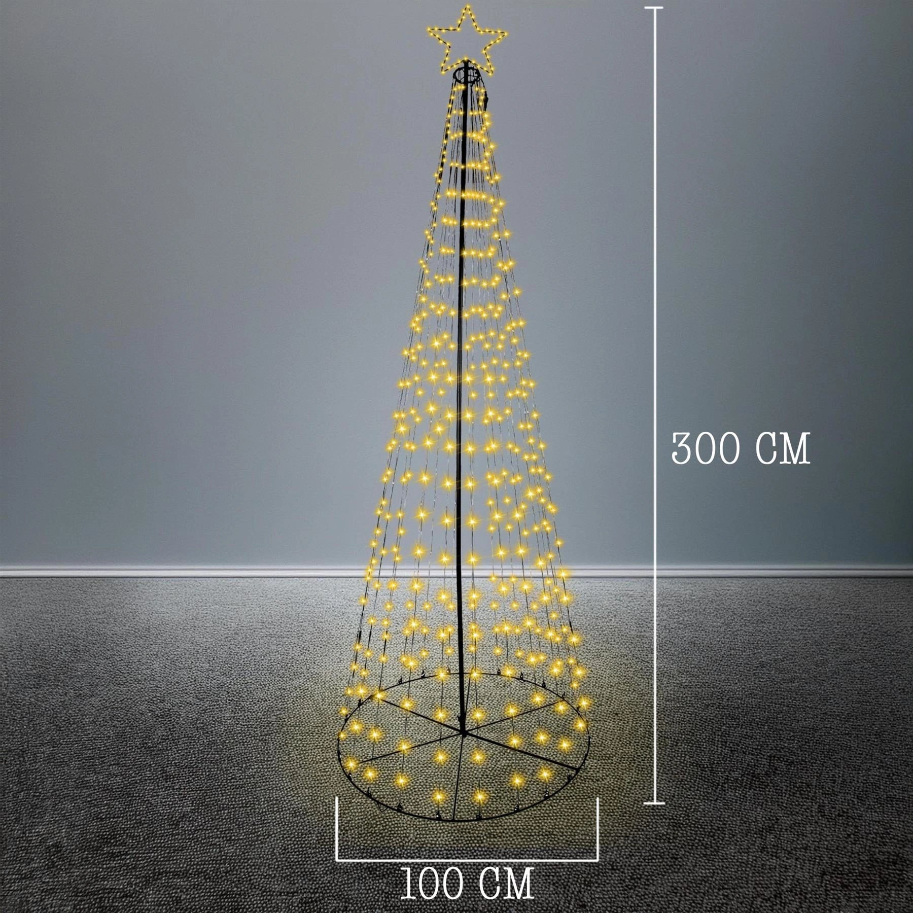 Christmas Cone Tree Maypole Star Topper Multifunction LED Lights Xmas Decor 10FT