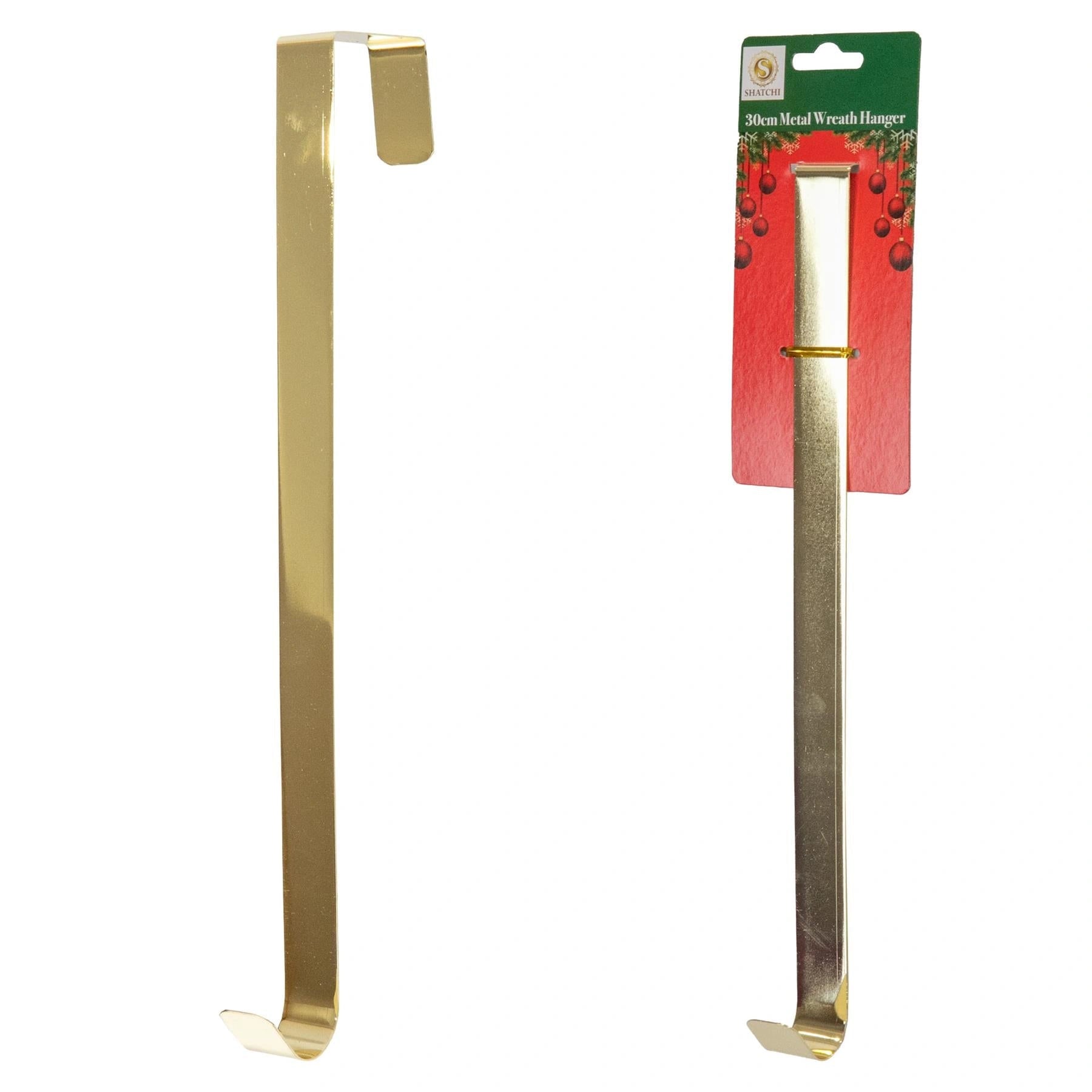 1X Christmas Wreath Hanger Door Hook Gold Metal Holder 30cm Xmas Hanging Decor