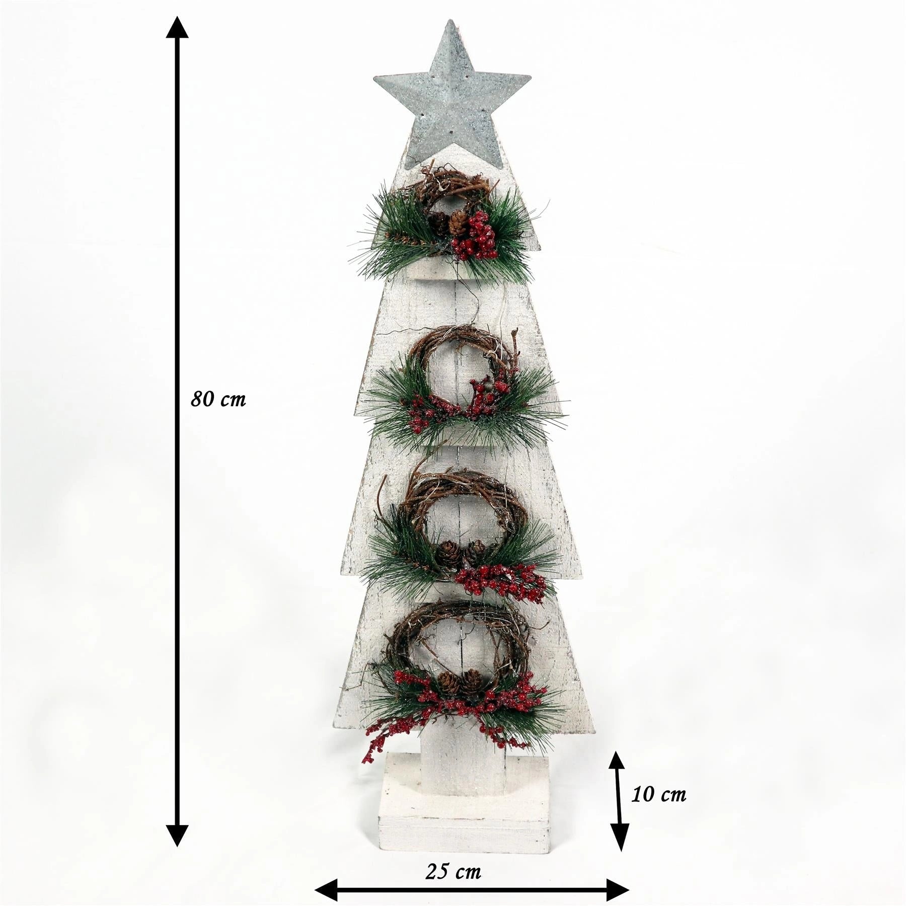 Pre Lit Christmas Table Decoration 80cm Grey Tree Wooden Ornament Xmas Window UK