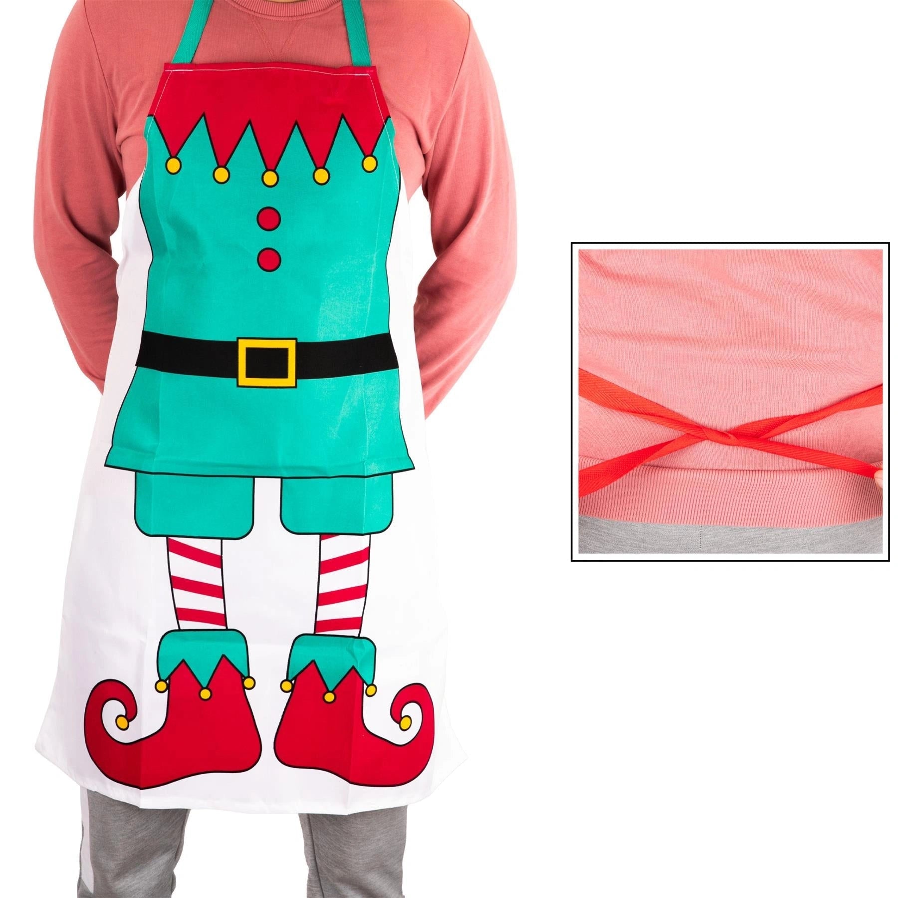 Kitchen Apron Elf Costume Theme Funny Christmas baking Novelty Accessory 70x80cm