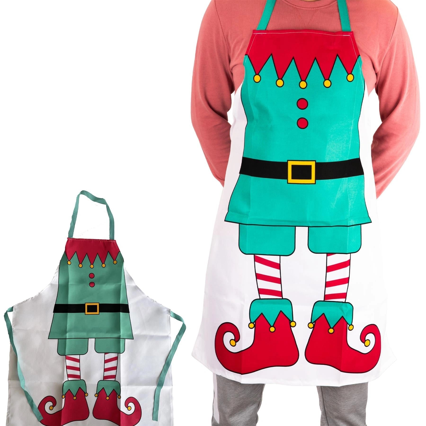 Kitchen Apron Elf Costume Theme Funny Christmas baking Novelty Accessory 70x80cm