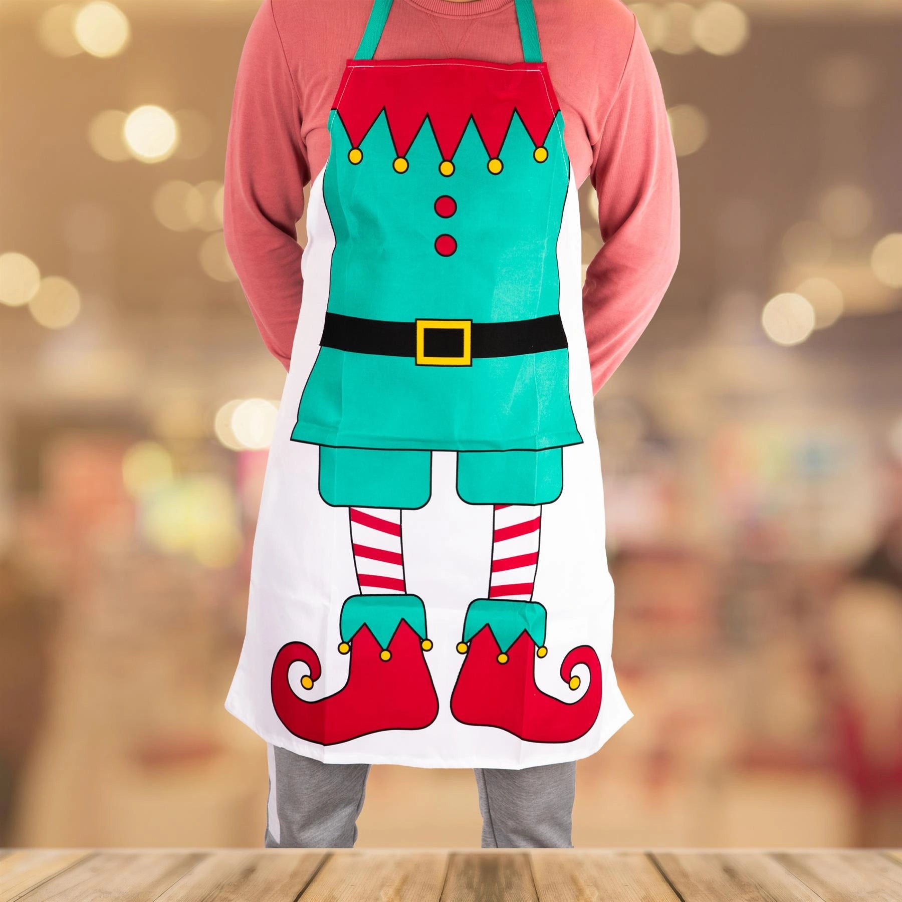 Kitchen Apron Elf Costume Theme Funny Christmas baking Novelty Accessory 70x80cm