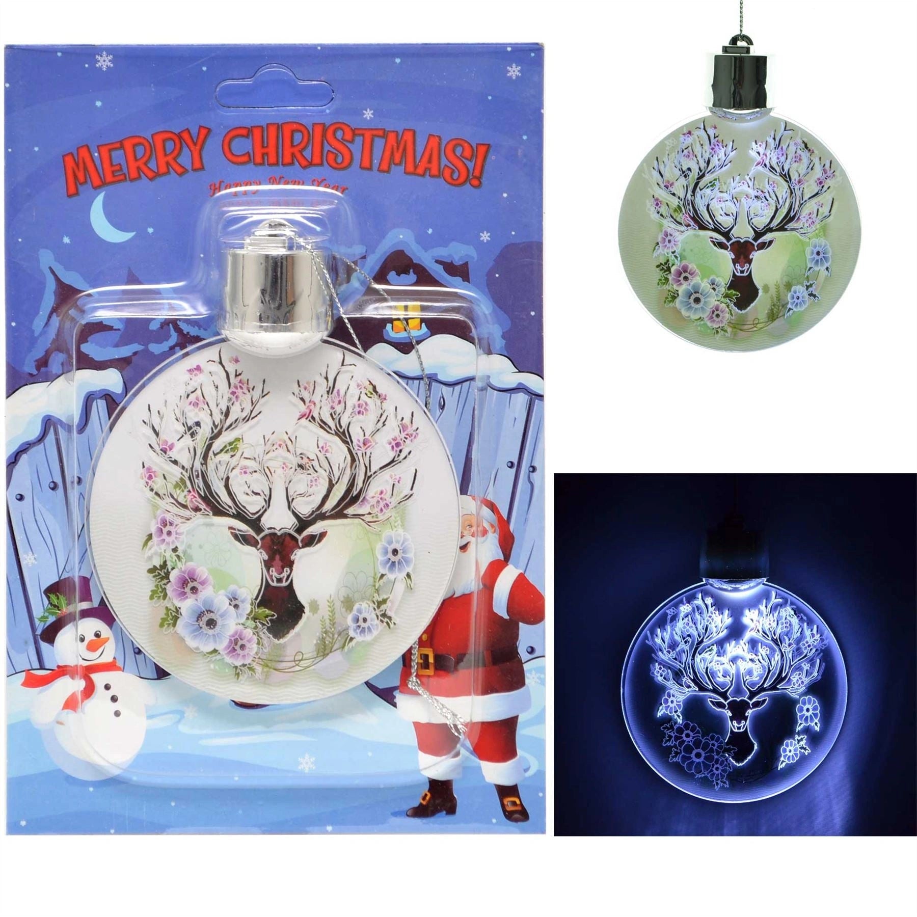 3D Reindeer LED Christmas Tree Hanging Decoration Ornaments Xmas Gifts