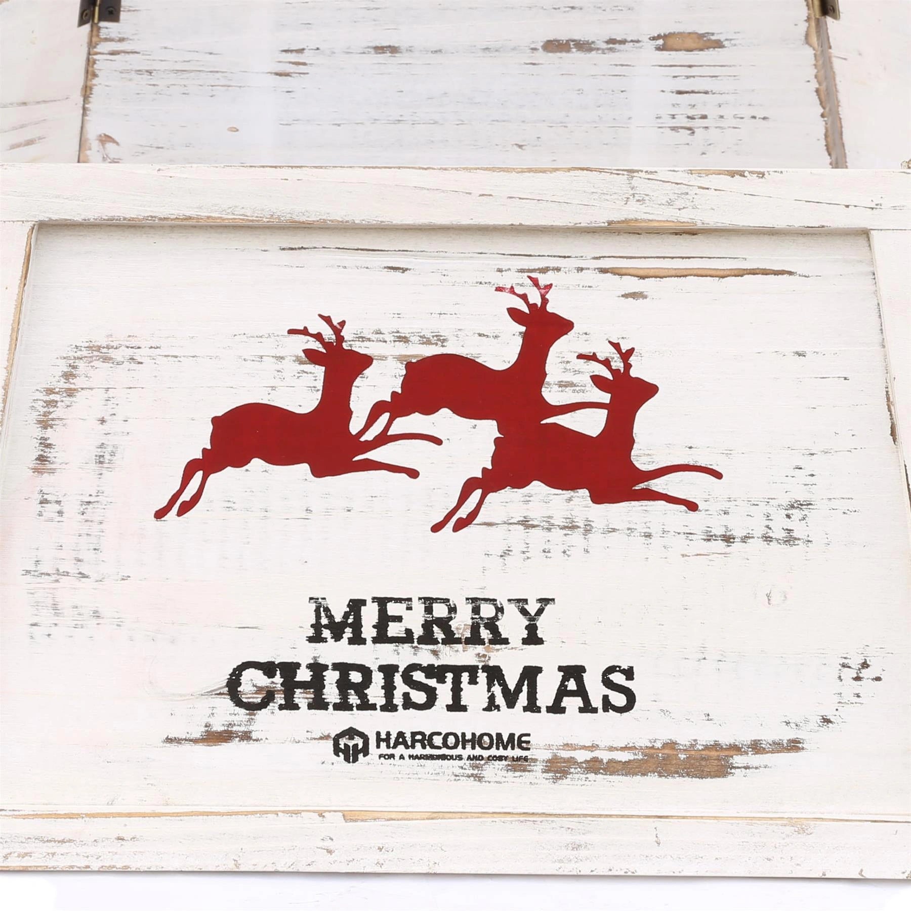 Christmas Tree Collar Foldable Wooden Box Stand Cover White Xmas Tree Decor 45cm