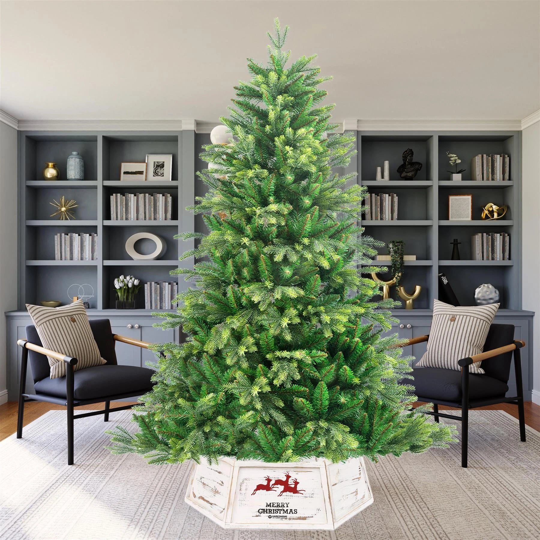 Christmas Tree Collar Foldable Wooden Box Stand Cover White Xmas Tree Decor 45cm