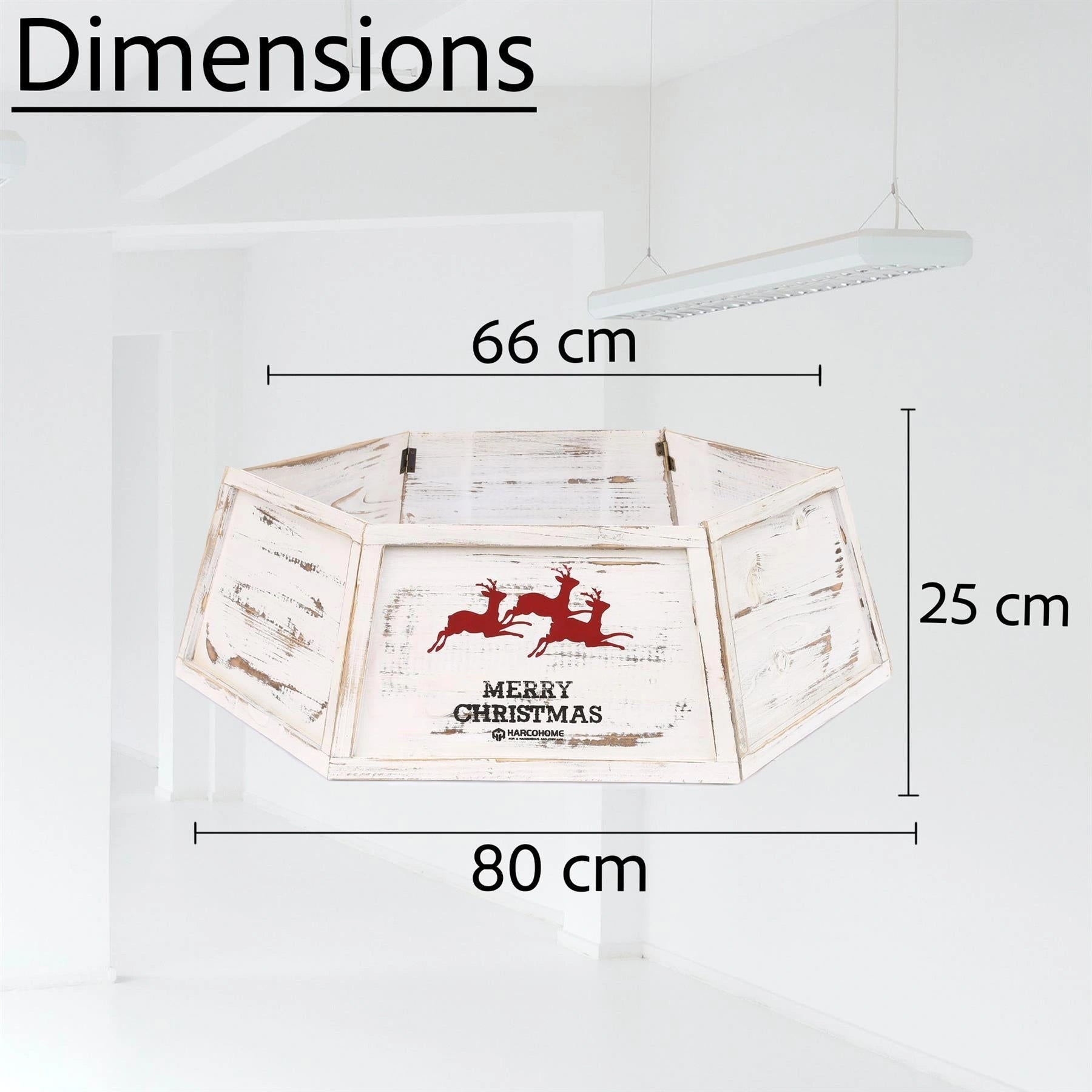 Christmas Tree Collar Foldable Wooden Box Stand Cover White Xmas Tree Decor 45cm