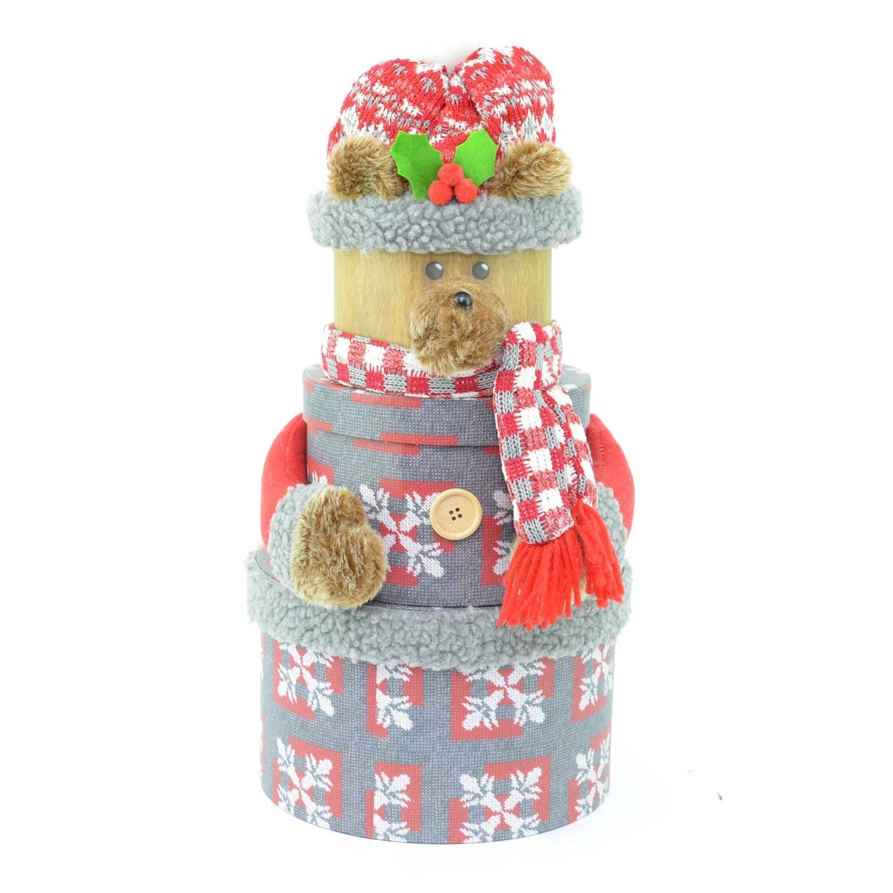 Round Reindeer Christmas Novelty 3 Pcs Box Set Xmas Decoration Gift Present Boxes