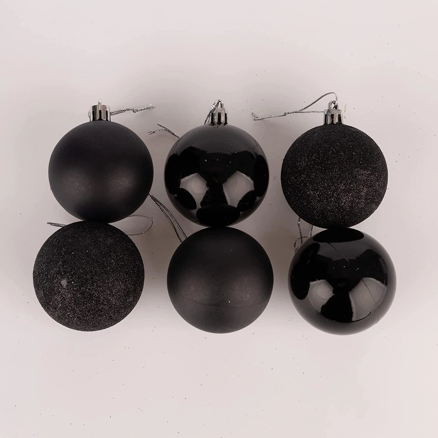 18X Christmas Baubles Tree Ornaments Black Balls Xmas Hanging Decorations 60mm