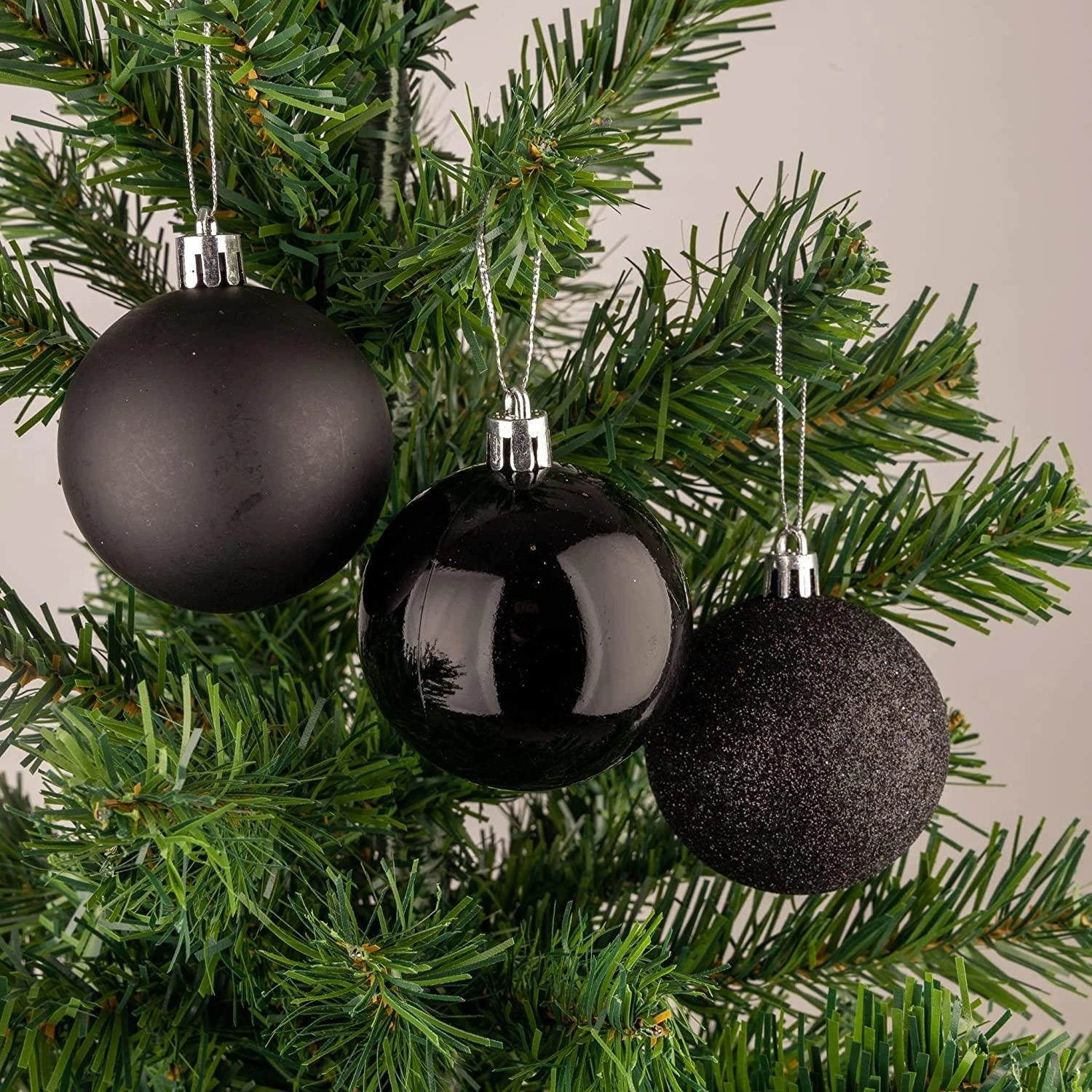 18X Christmas Baubles Tree Ornaments Black Balls Xmas Hanging Decorations 60mm