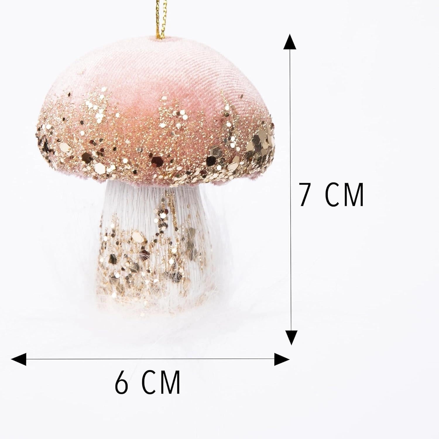 3X Christmas Hanging Ornaments Tree Pendants Pink Mushroom 7cm Xmas Decoration
