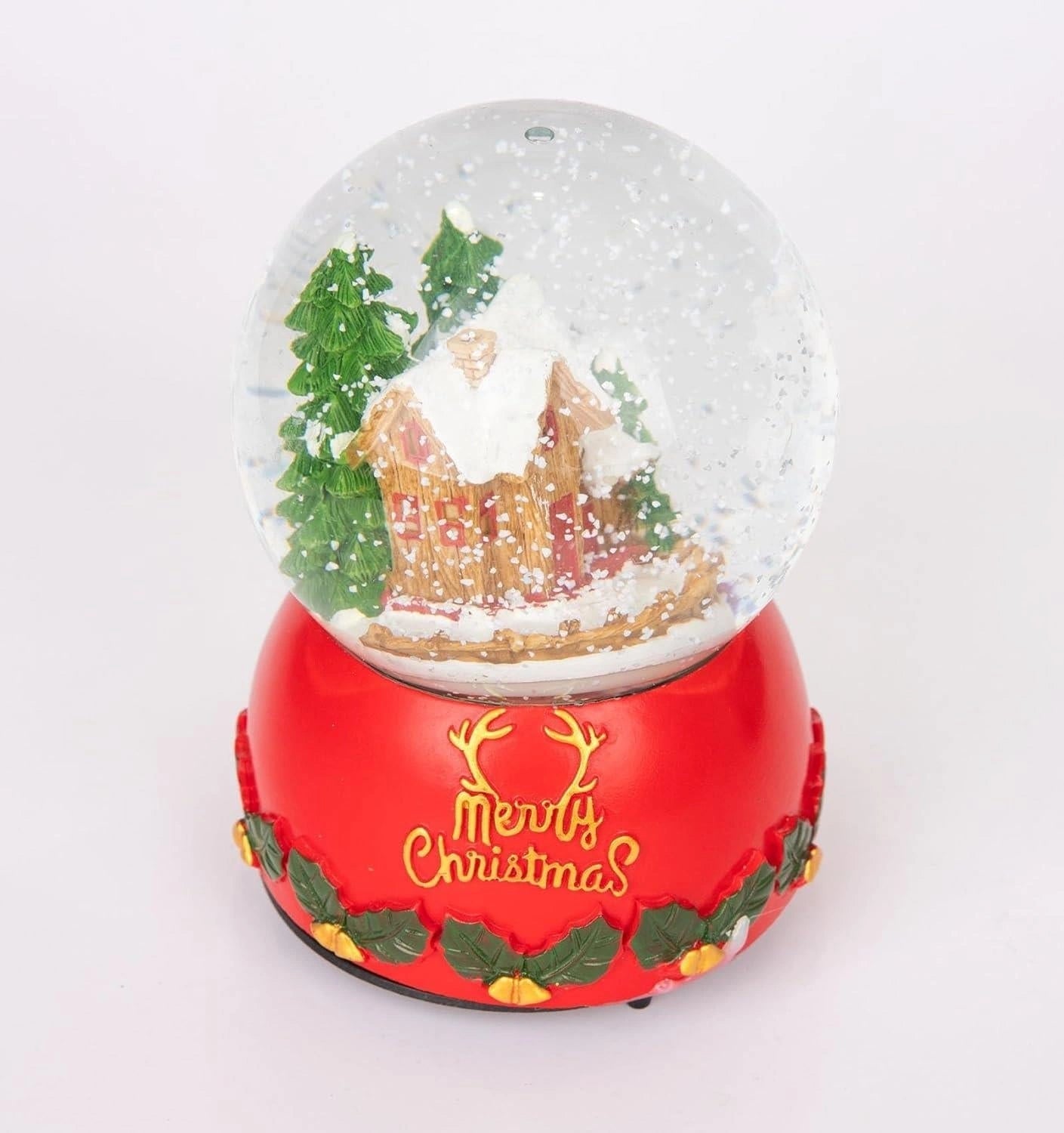 Musical Snow Globe Merry Christmas 15cm Village Scene Tabletop Xmas Window Decor