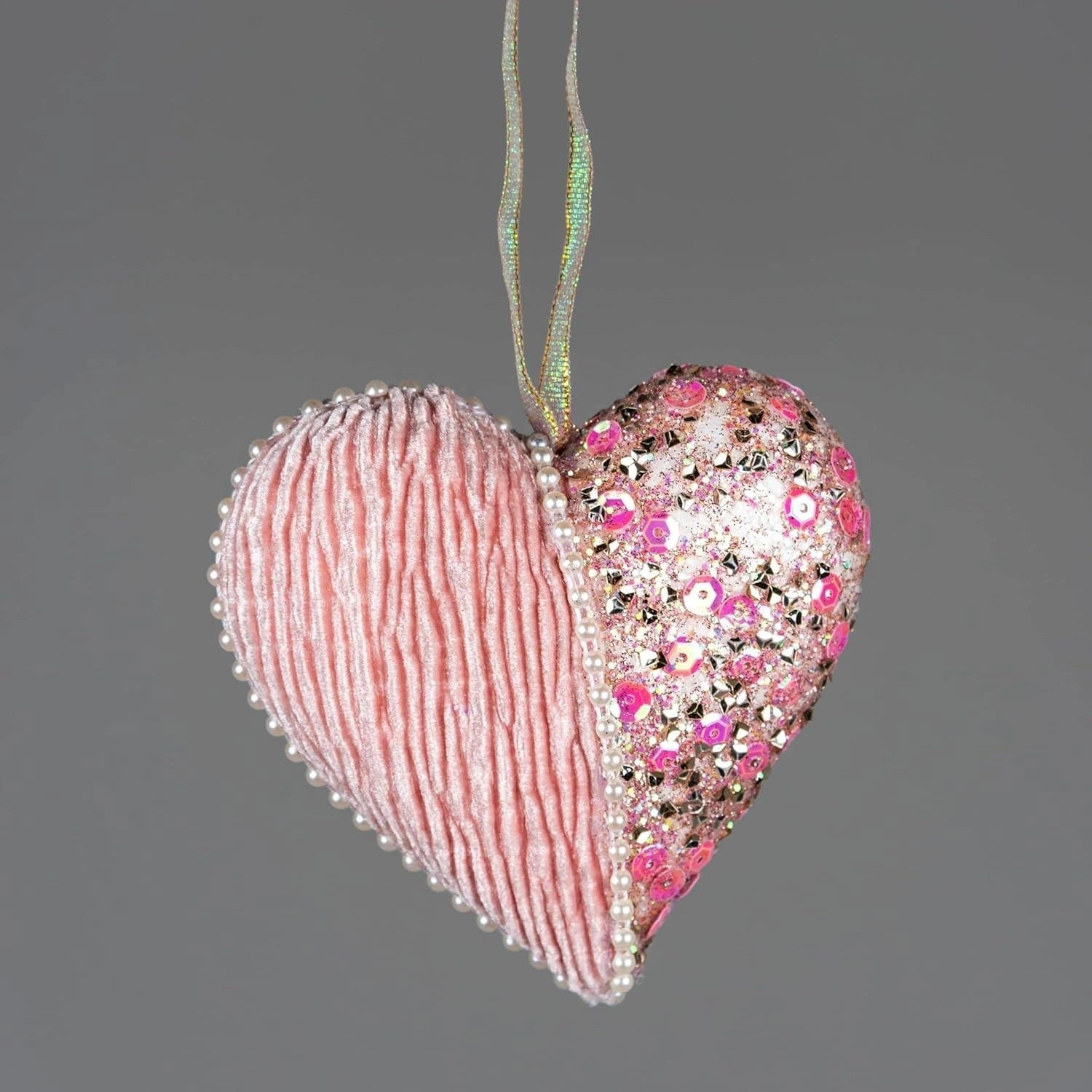 12Cm Heart Baby Pink - 3Pcs Christmas Hanging Decorations