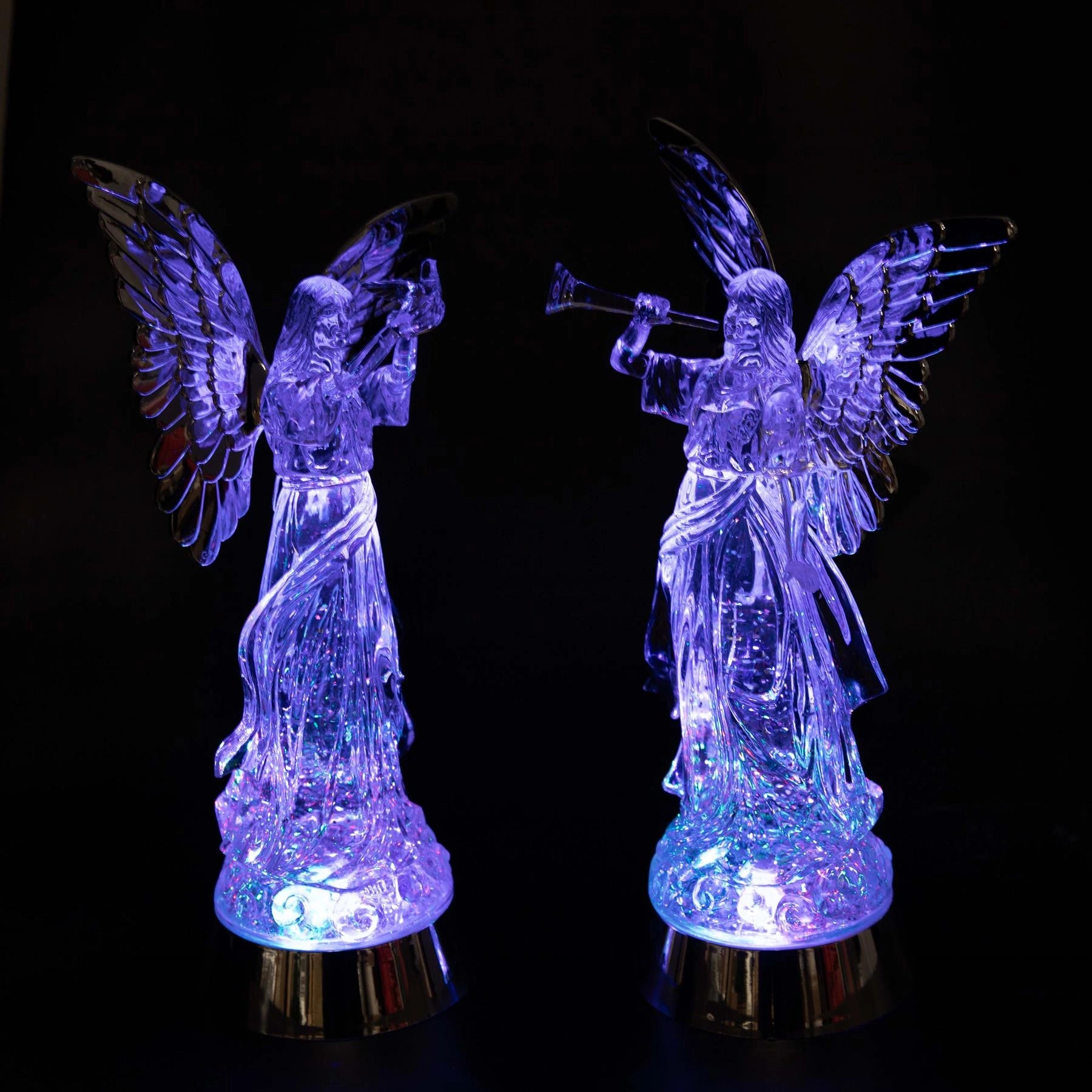 33cm LED Angel Figure Fly Wings Water Spinner Ornament Christmas Home Decoration