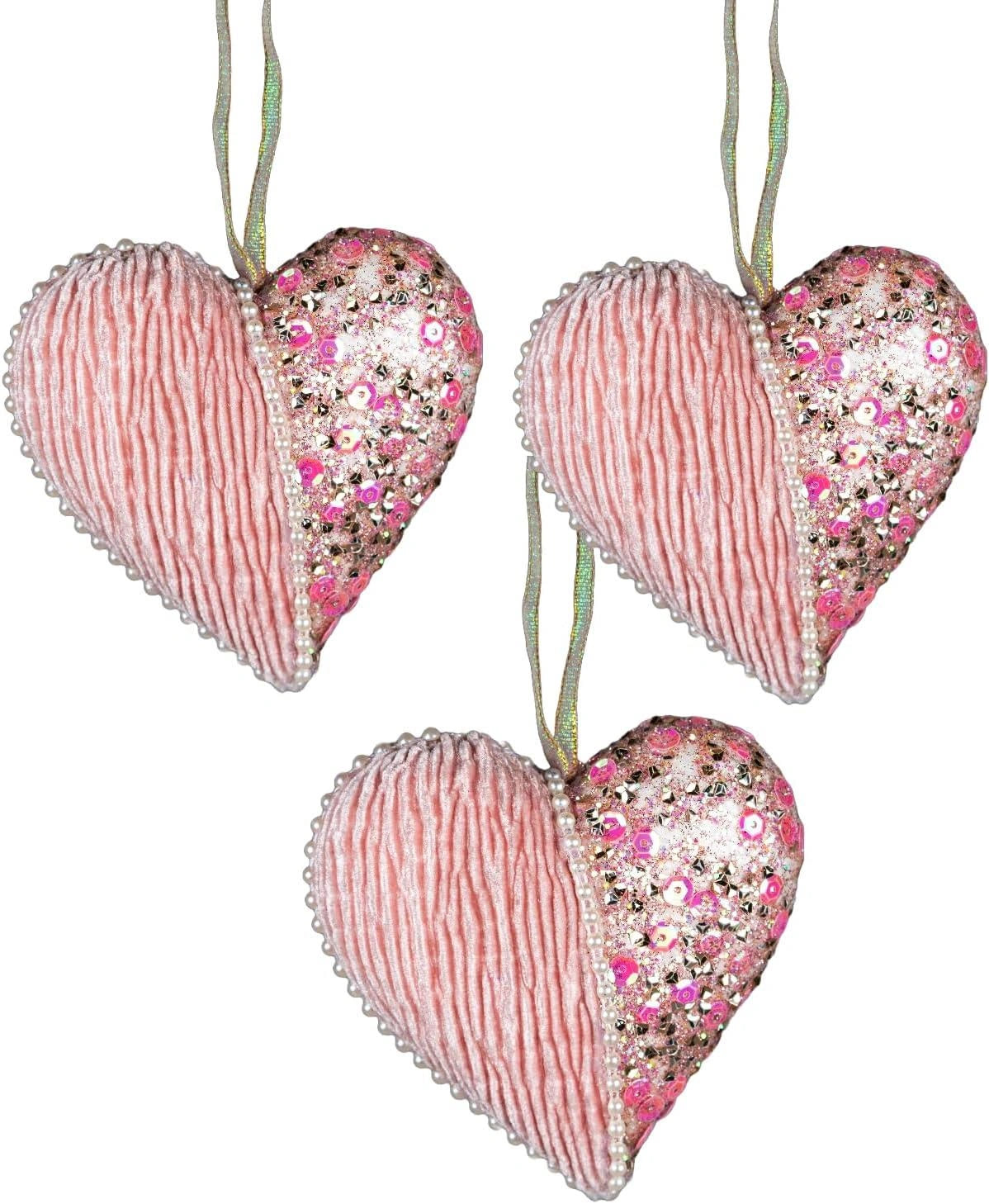Christmas Hanging Ornaments Heart Xmas Decoration Tree Pendant Baby Pink 12cm
