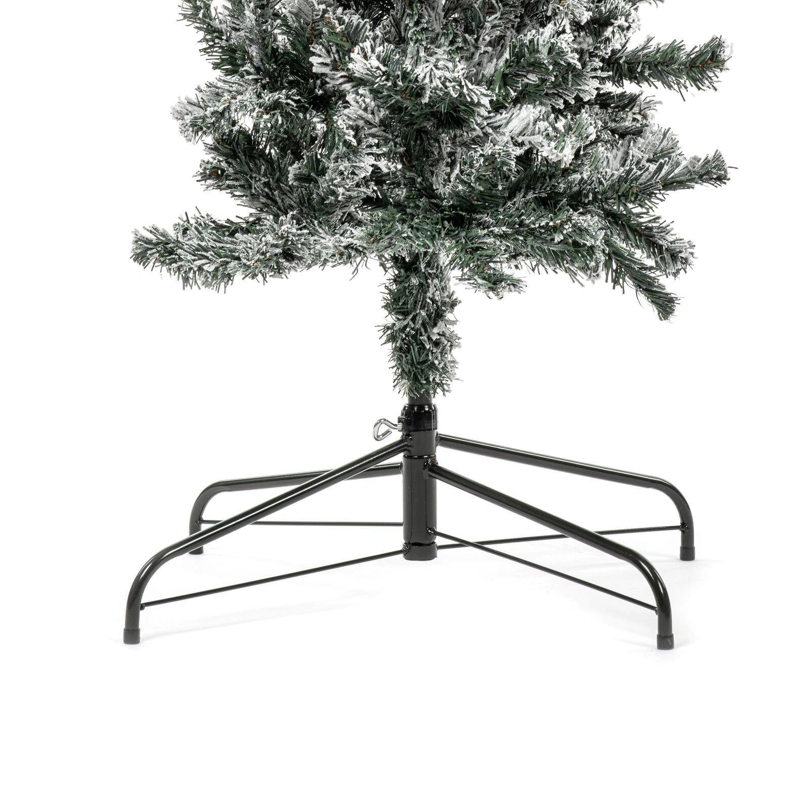Snow Flocked Christmas Tree Arch Door Decorations Outdoor Xmas Tree Garland 2.4M