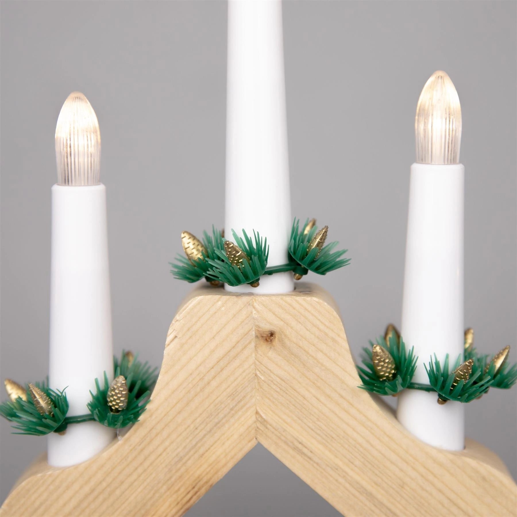 Christmas Decor Window Home Wooden LED Candle Bridge Natural Warm Lights