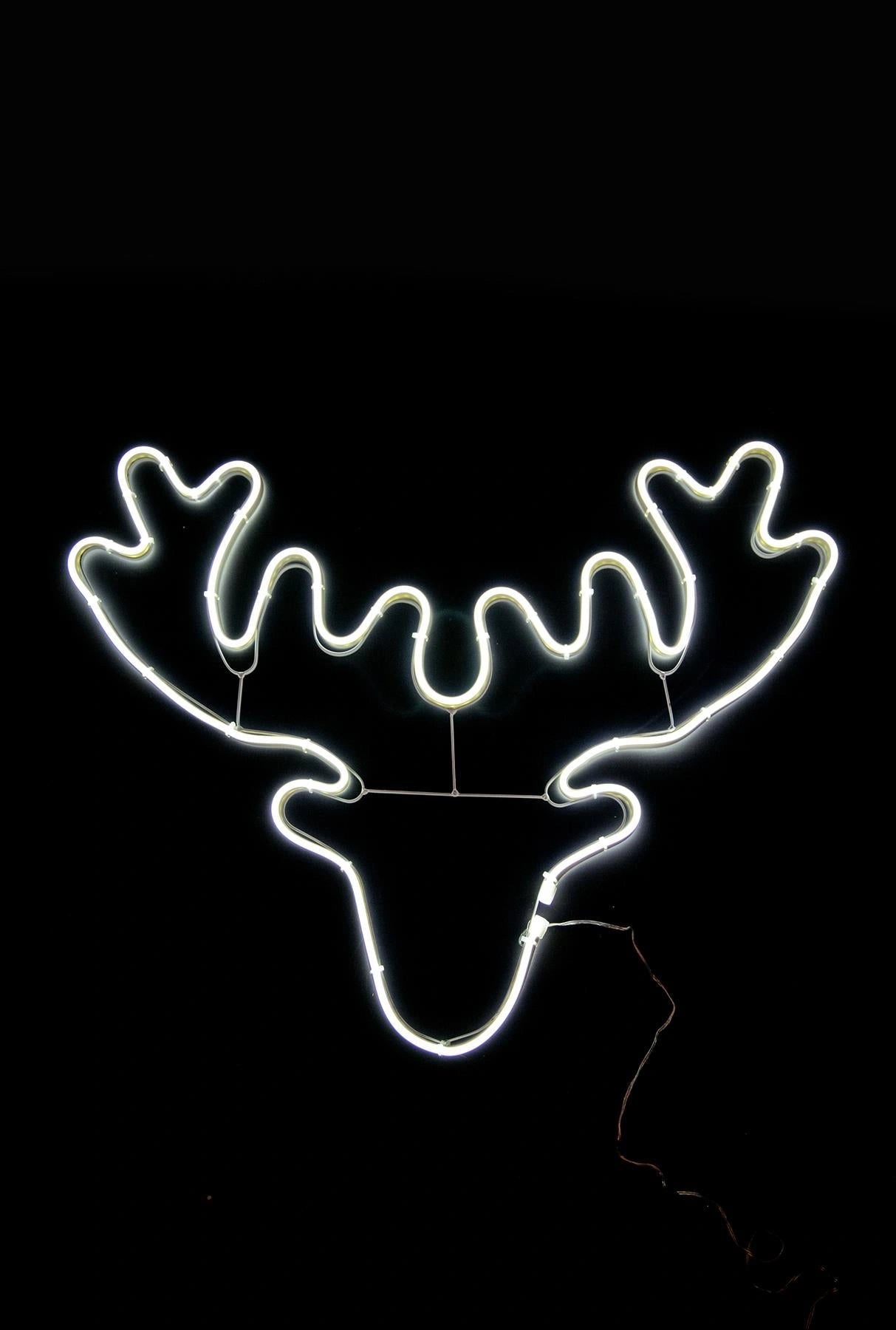 Neon Rope Light Silhouette Christmas Stag Head Outdoor Wall Garden Decoration UK