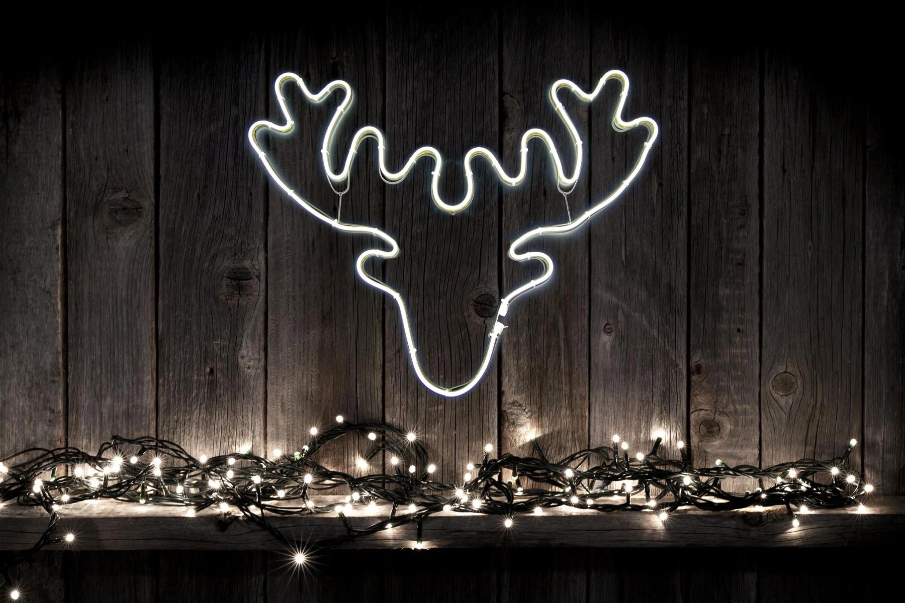 Neon Rope Light Silhouette Christmas Stag Head Outdoor Wall Garden Decoration UK