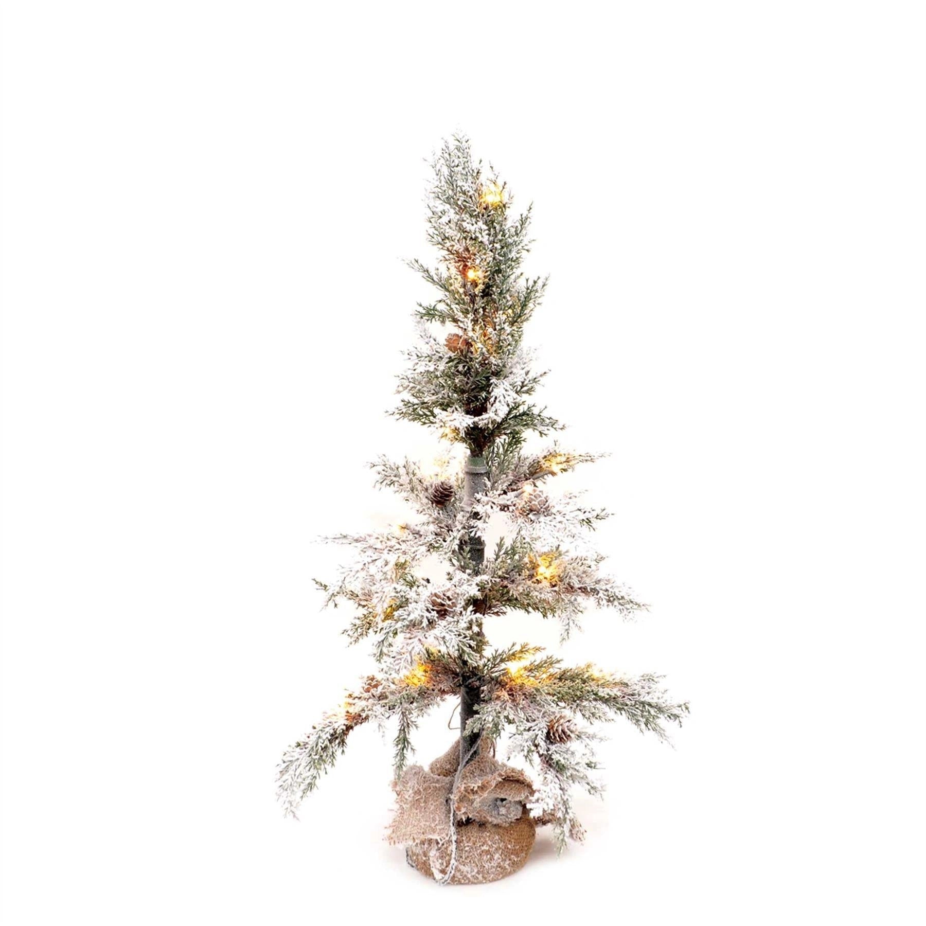 Artificial Frosted Tips Pine Pre-Lit LED Lights Fiber Optic Christmas Tree 75cm