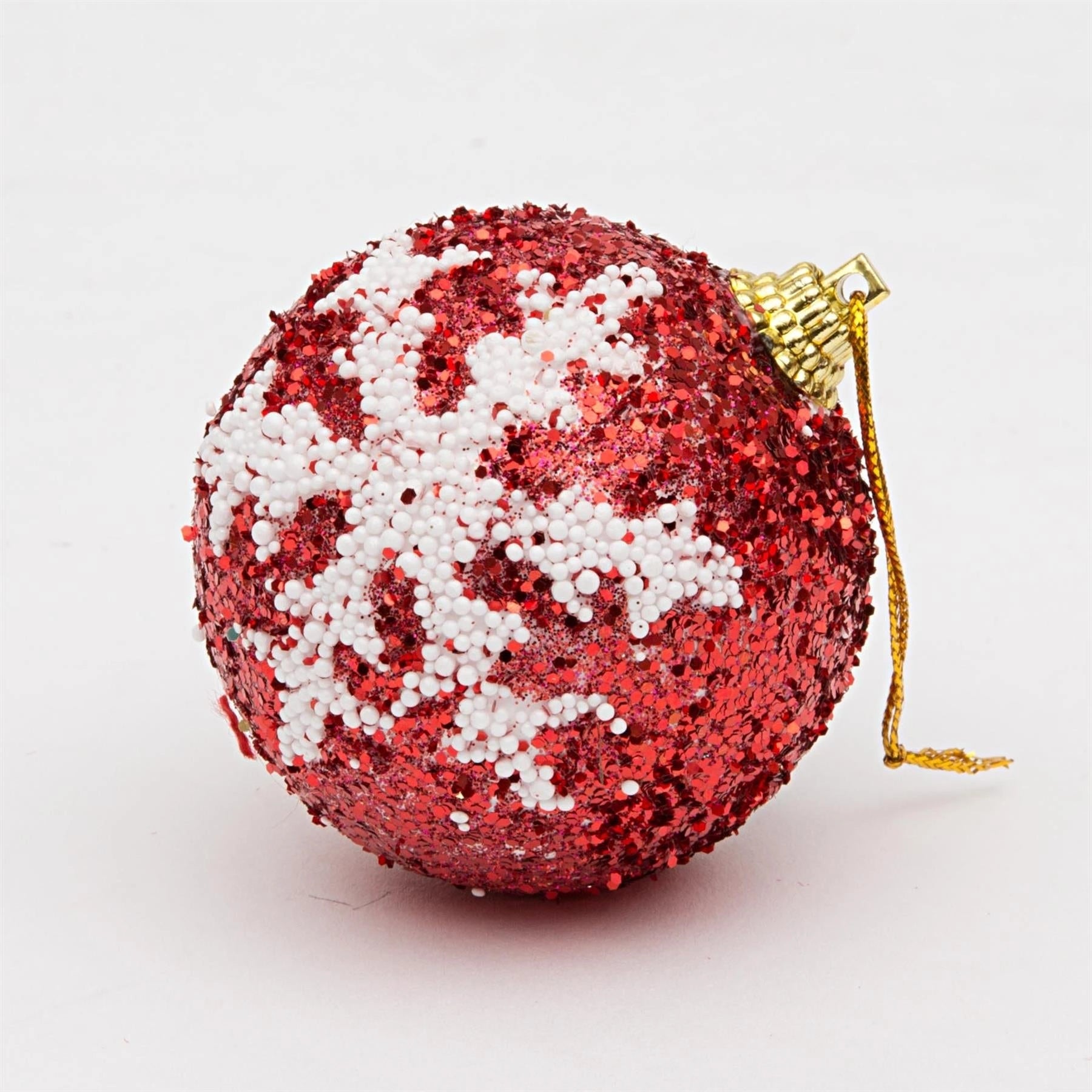 12 Pcs Red Baubles Christmas Tree Hanging Decorations Ornaments Glitter Balls