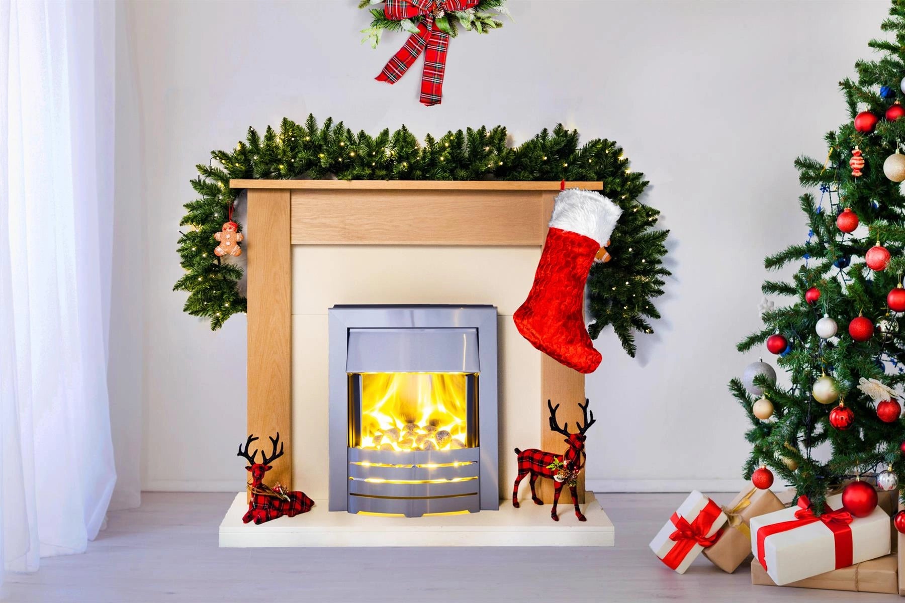 5 Santa Stocking Father Christmas Sack Kids Gift Bags Xmas Present Hanging Decor