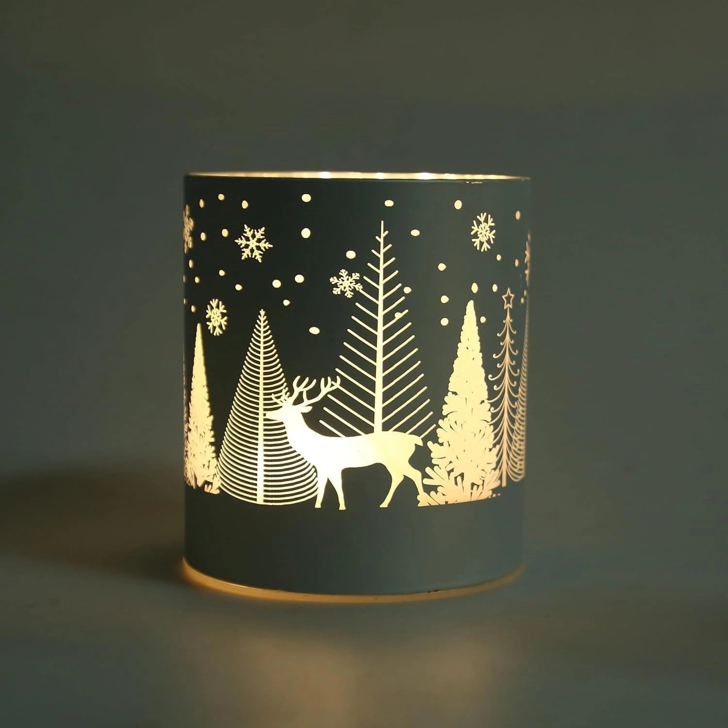 Christmas Decorated Vase Led Silver Glass Vase / Forest 14cm Home Table Decor