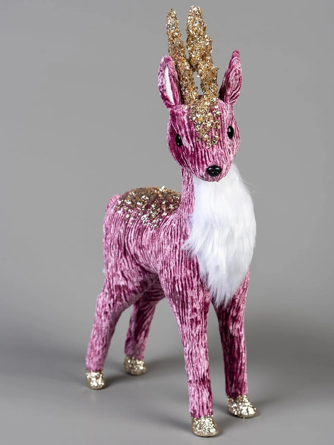 Christmas Reindeer Figure 35cm Burgundy Centerpiece Tabletop Window Xmas Decor