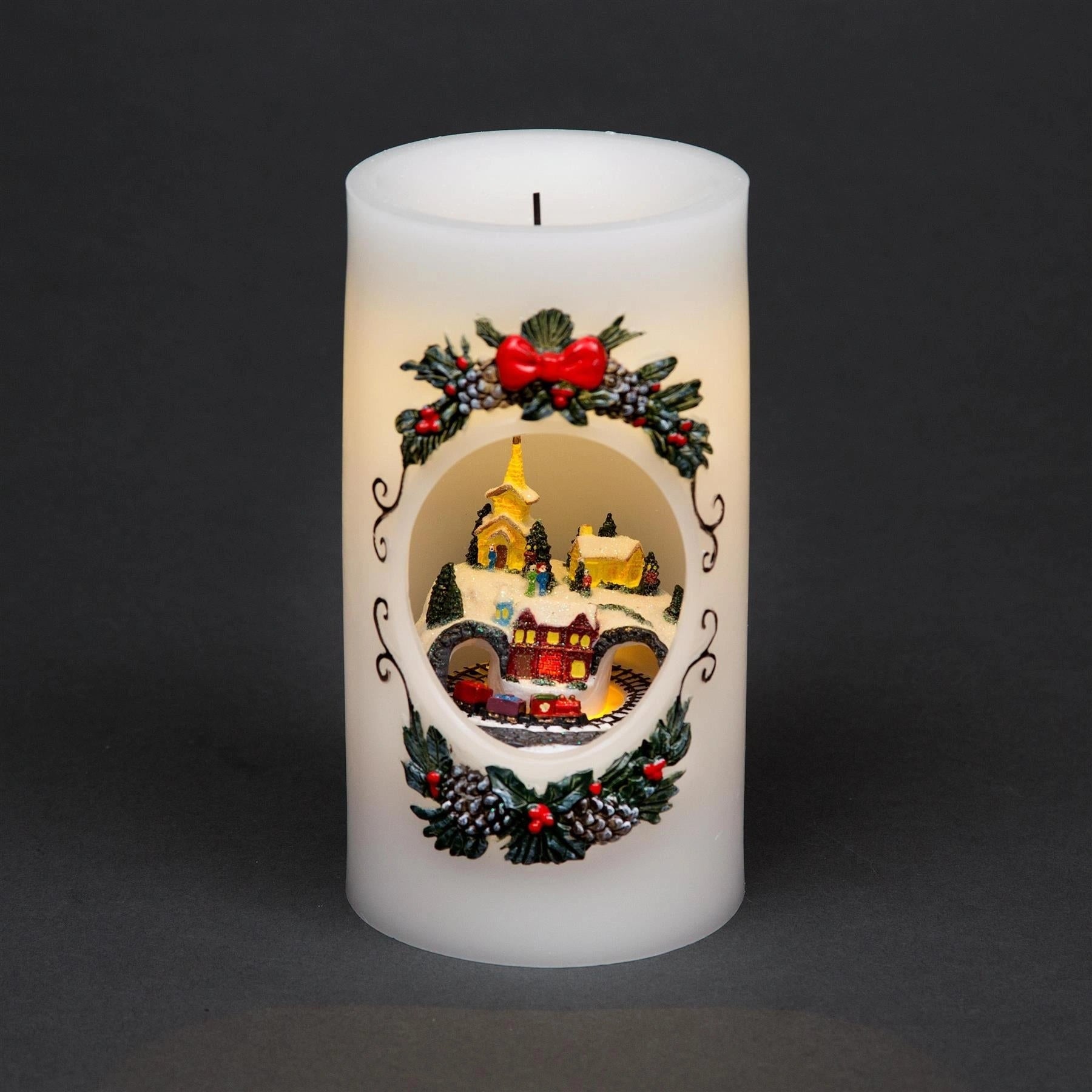 Musical LED Christmas Real Wax Candle Moving Train Figures Xmas Home Decorations