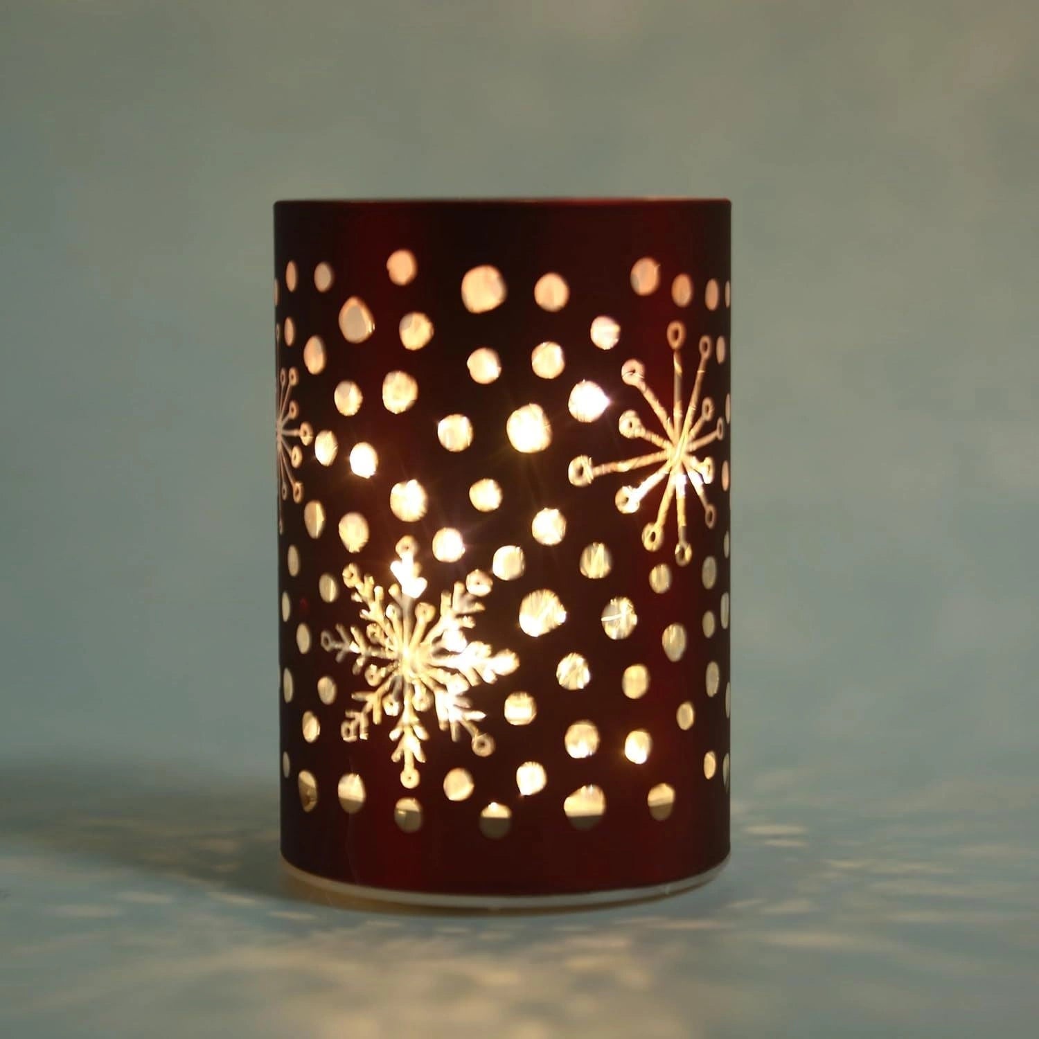 Christmas Decorated Vase Led Red Glass Vase / Snowfall 12cm Home Table Decor