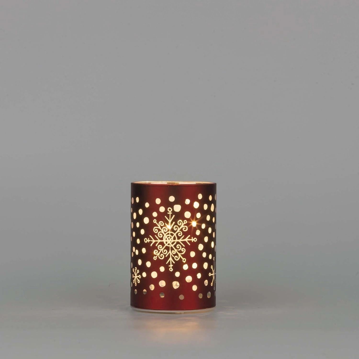 Christmas Decorated Vase Led Red Glass Vase / Snowfall 12cm Home Table Decor