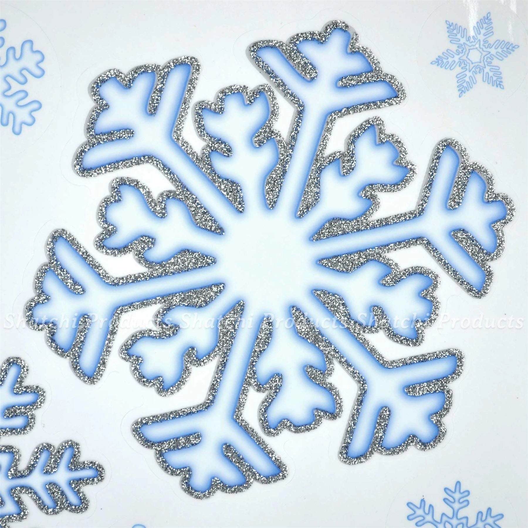 80 Snowflake Stickers Christmas Window Glass Decals Glitter Xmas Home Decoration