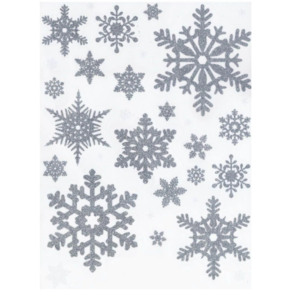80 Snowflake Stickers Christmas Window Glass Decals Glitter Xmas Home Decoration
