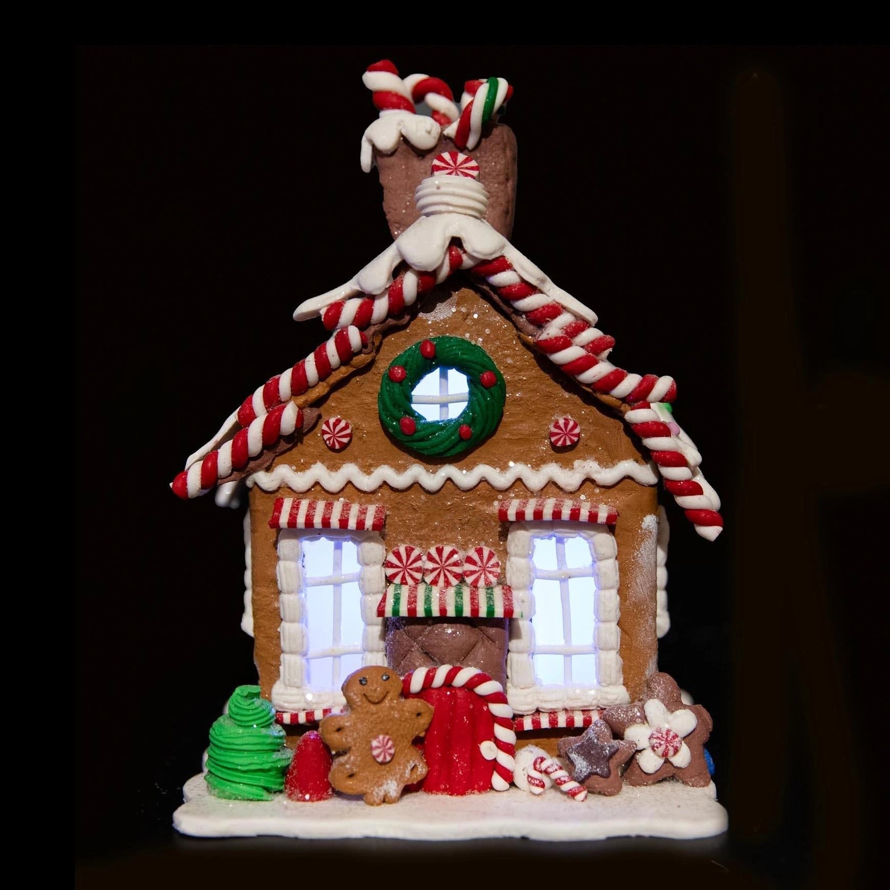 Premium Christmas Ornaments Decor Gingerbread LED Cookie Candy House 17cm