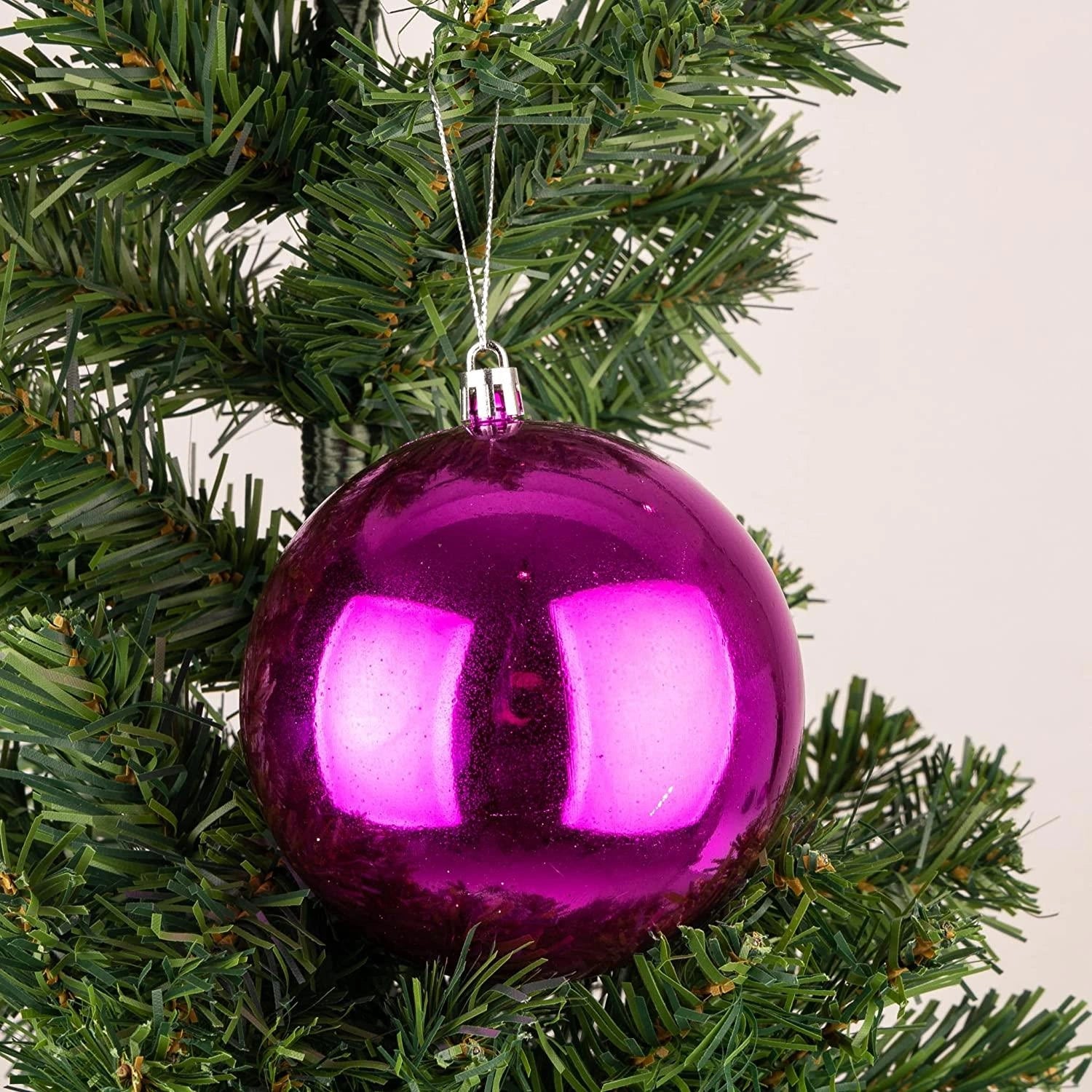 6pcs Christmas Baubles Tree Ornaments Purple Balls Xmas Hanging Decorations 10cm