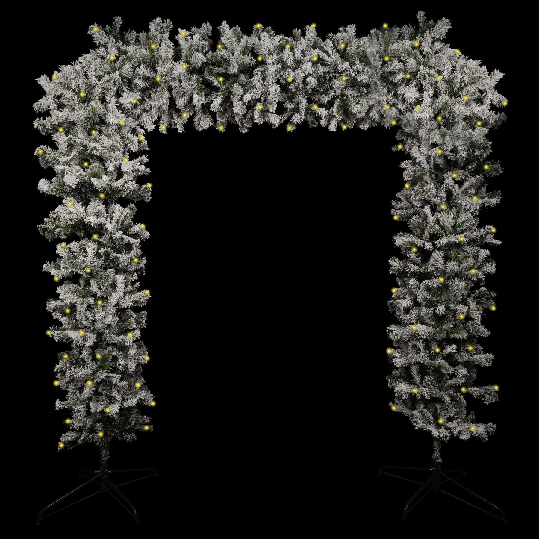 Christmas Tree Arch Pre Lit Door Decorations Snow Flocked Xmas Tree Garland 2.4M