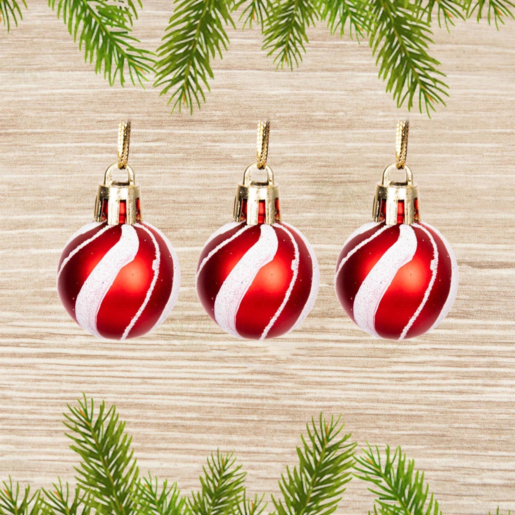 Baubles Candy Stripe 3Cm-12Pcs Set -Pvc