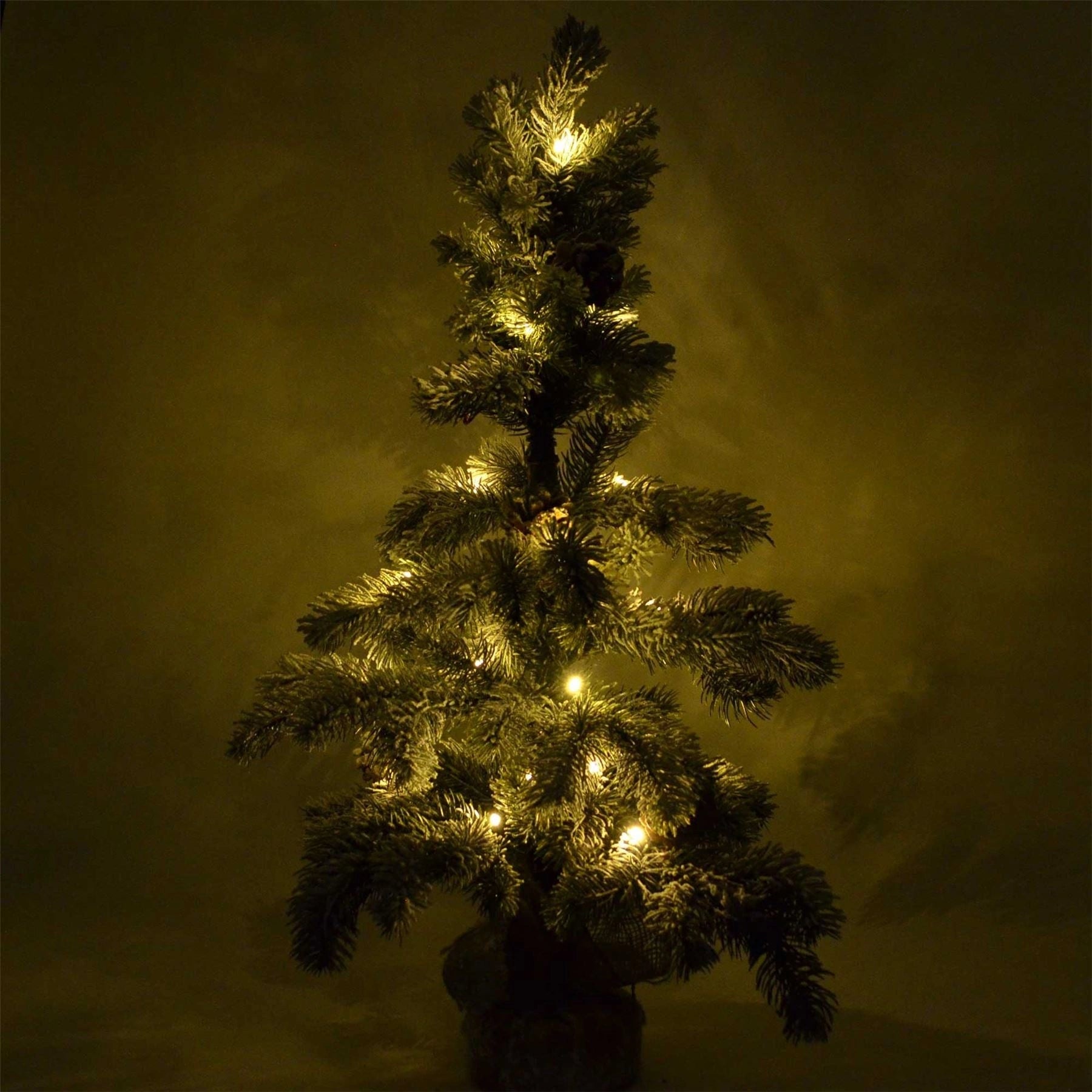 Artificial Frosted Tip Pine Pre-Lit Lights Fiber Optic Christmas Snow Tree 100cm