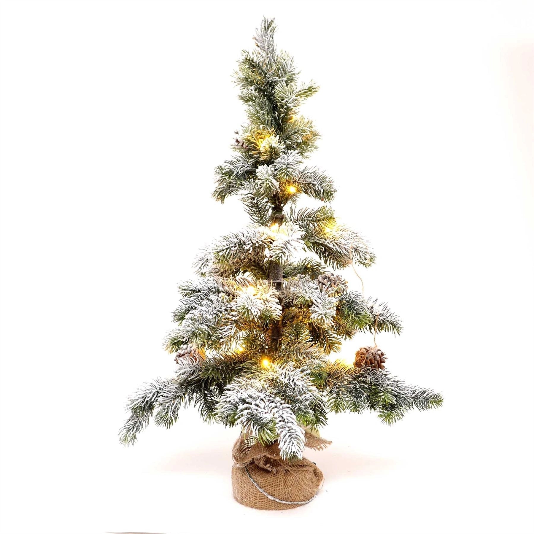 Artificial Frosted Tip Pine Pre-Lit Lights Fiber Optic Christmas Snow Tree 100cm