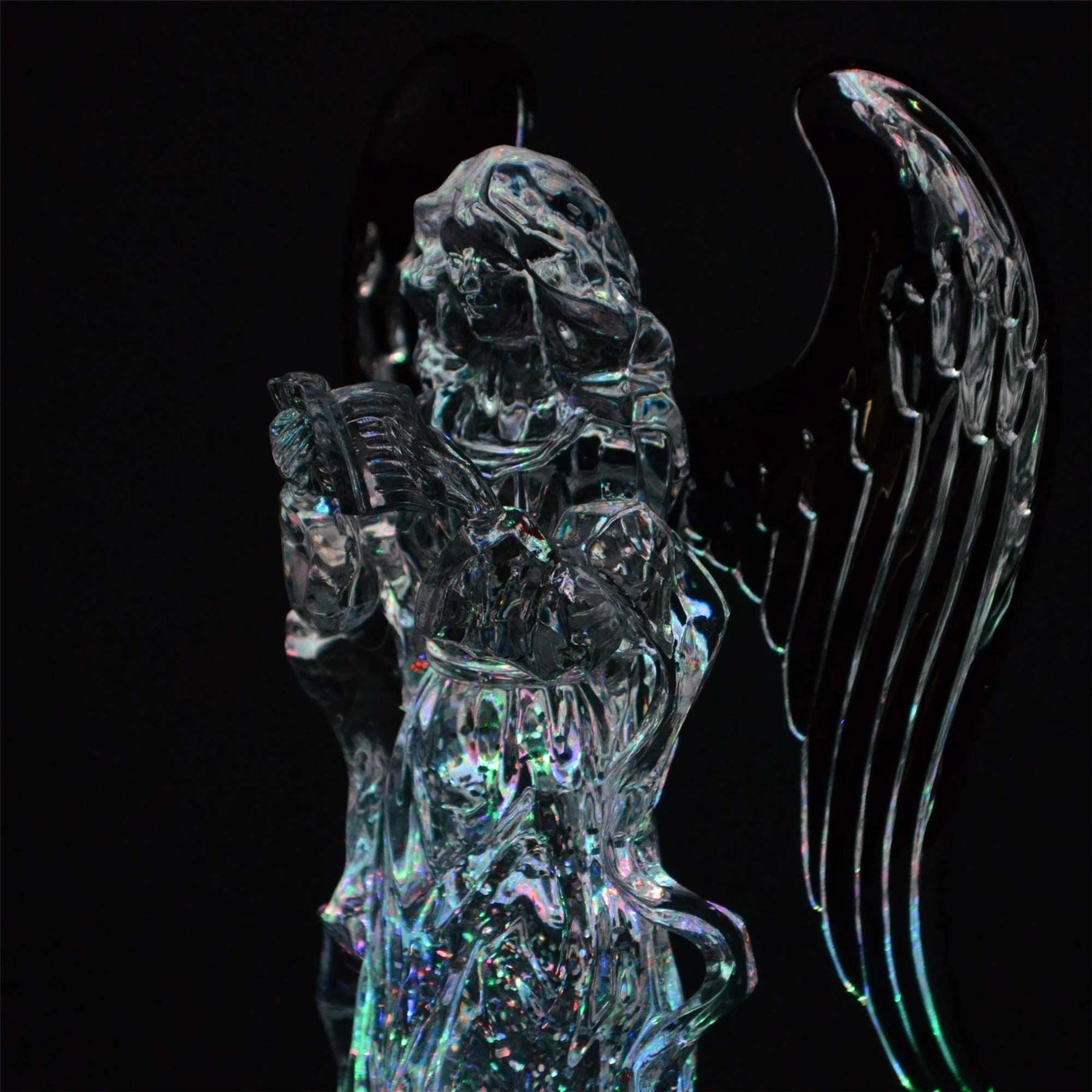 12in Light-up Angel with Swirling Glitter Holding Bible Christmas Nativity Set