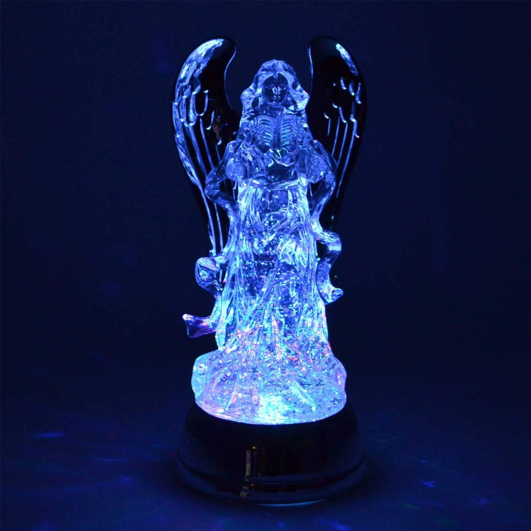 12in Light-up Angel with Swirling Glitter Holding Bible Christmas Nativity Set