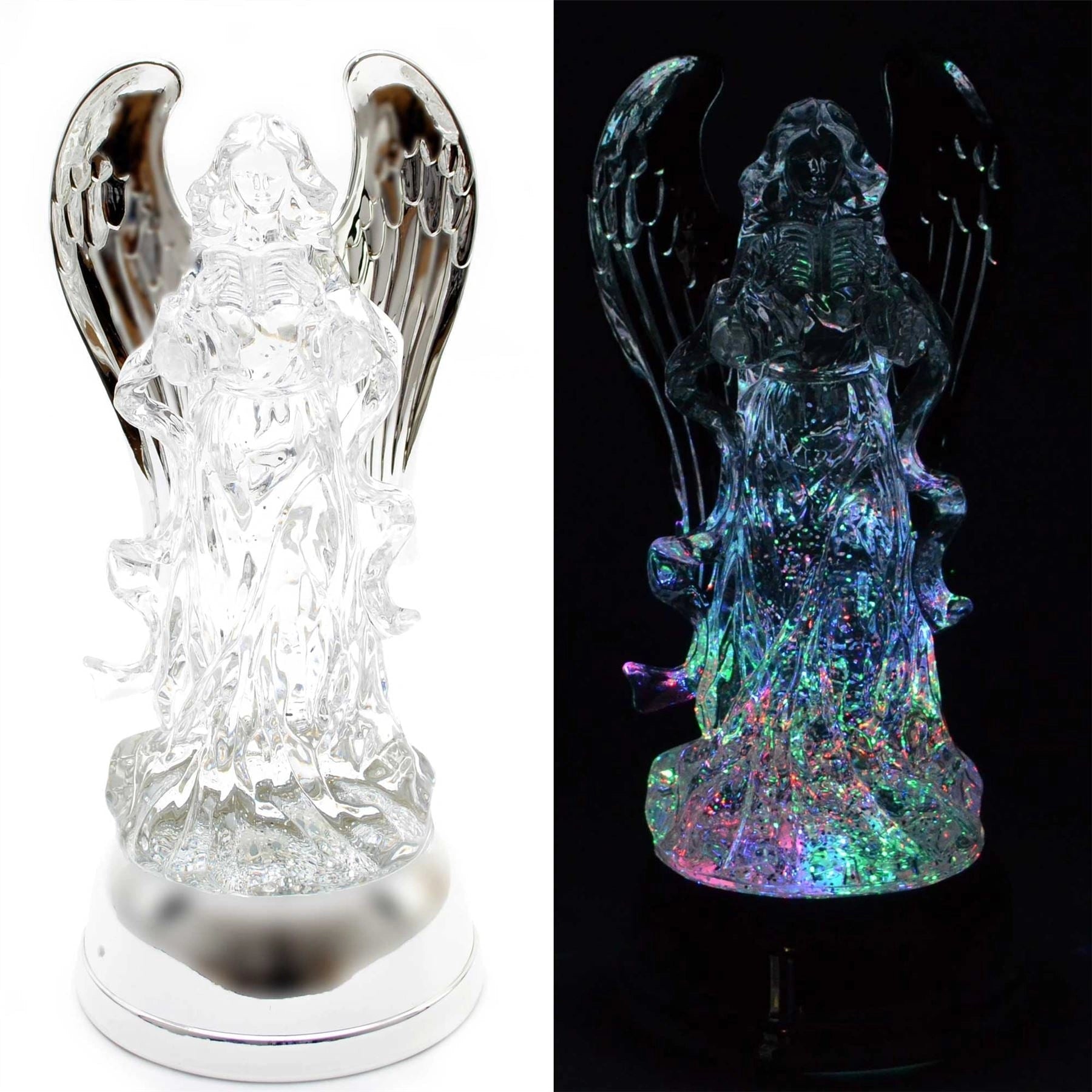 12in Light-up Angel with Swirling Glitter Holding Bible Christmas Nativity Set