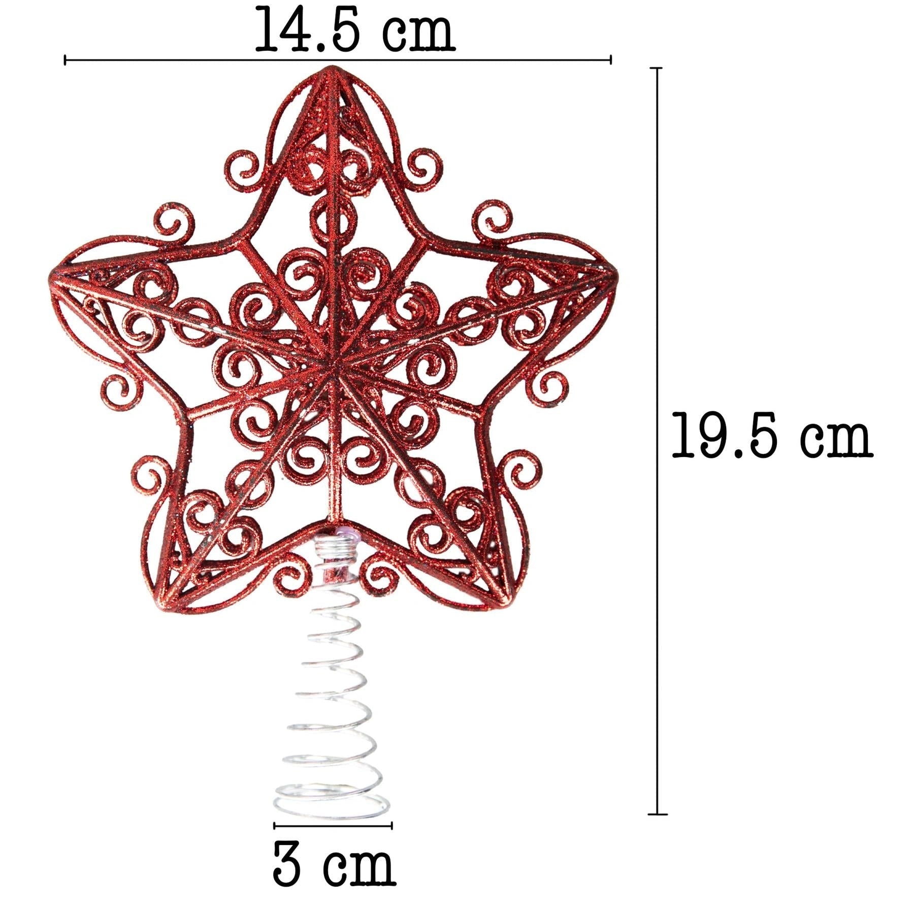 Christmas Star Tree Topper Red Glitter Crown Xmas Tree Ornaments Decor 14.5cm