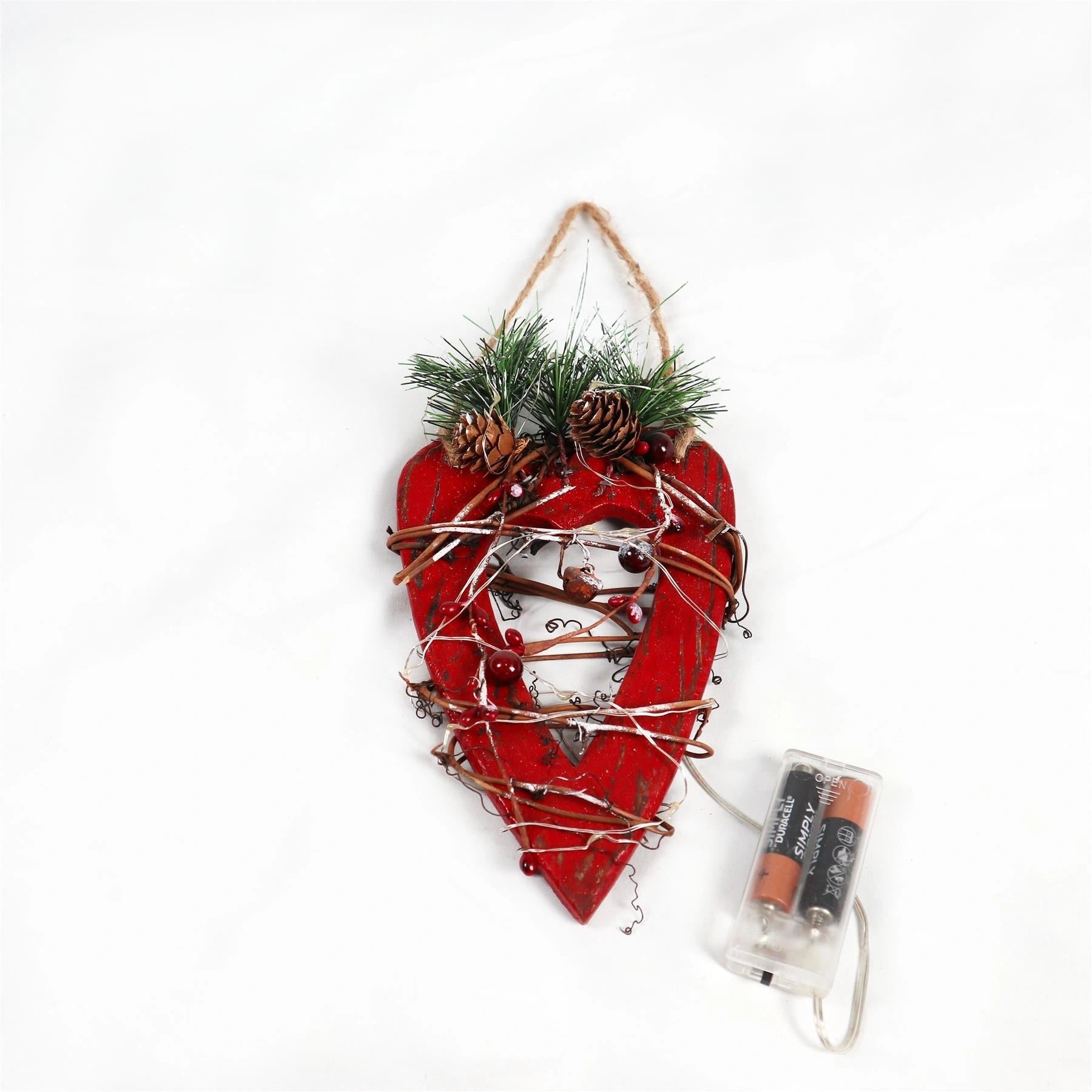 Red Wooden Heart LEDs Christmas Wall Decorations Xmas Party Office Home Pieces