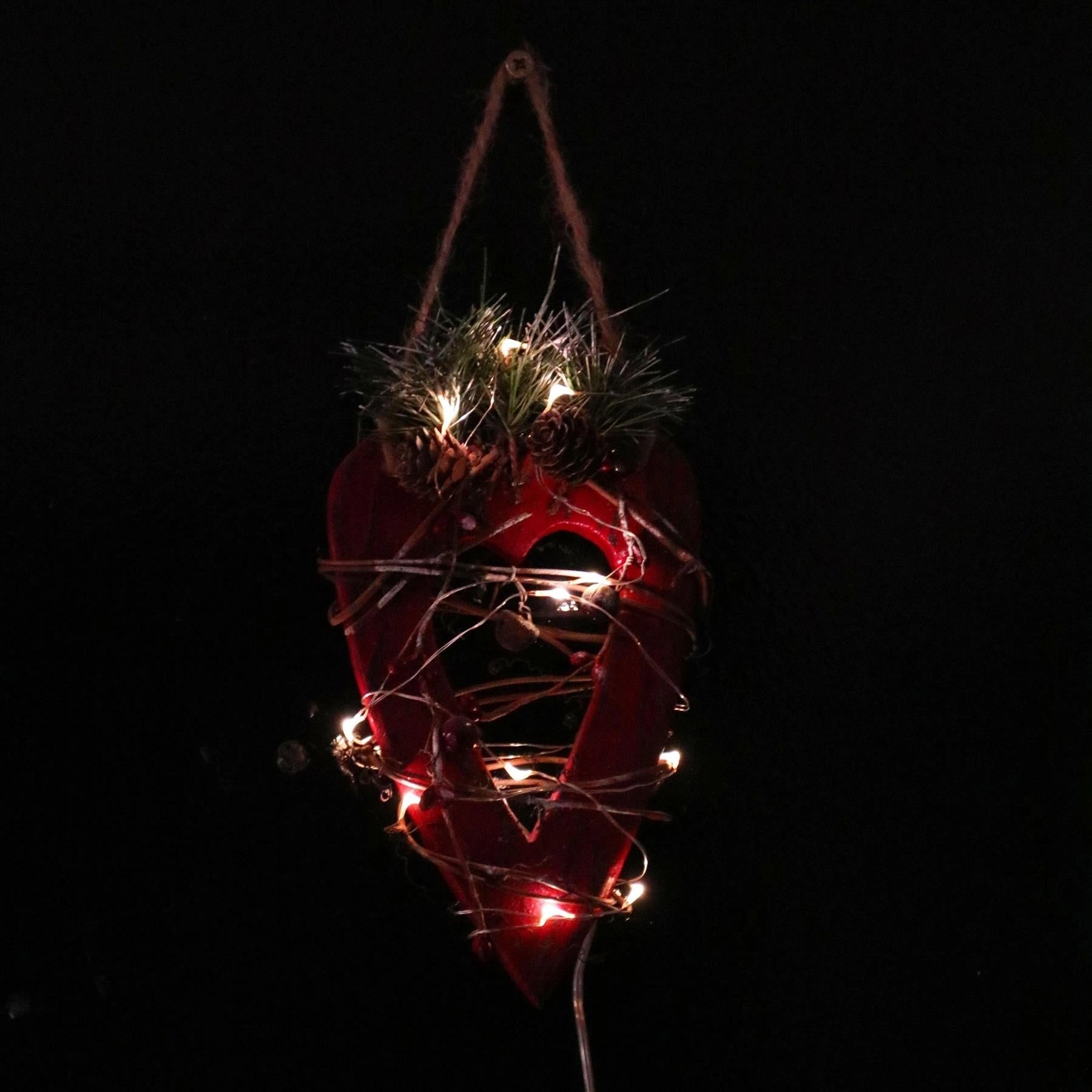 Red Wooden Heart LEDs Christmas Wall Decorations Xmas Party Office Home Pieces