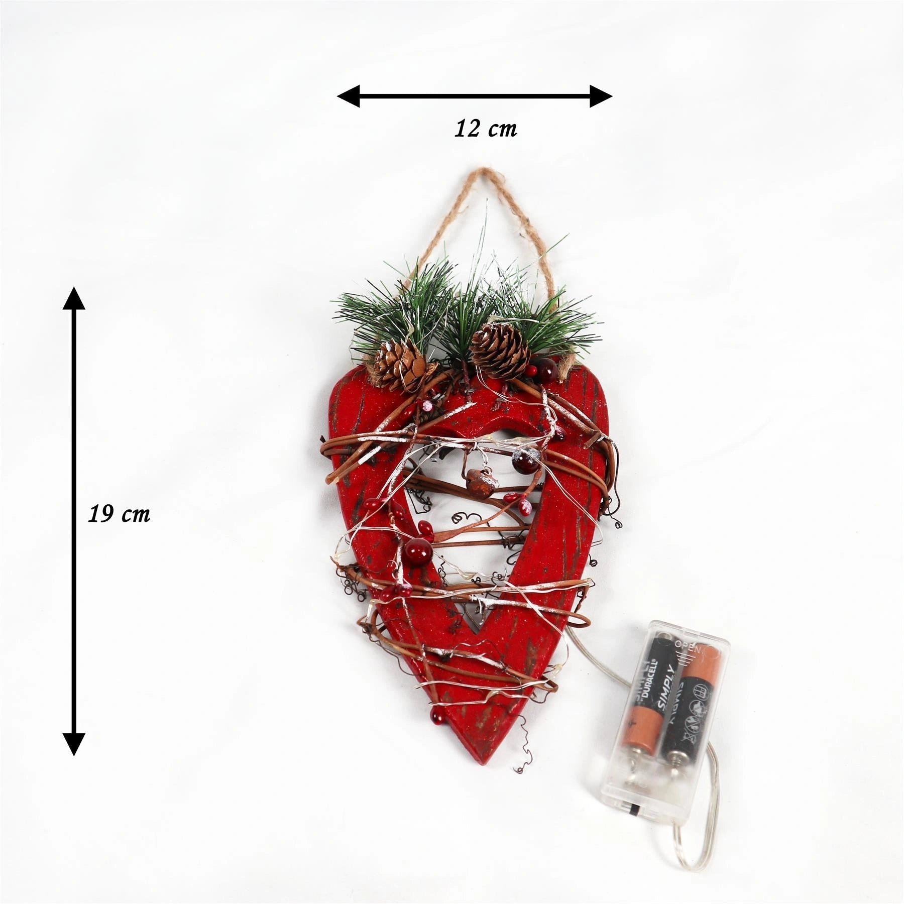 Red Wooden Heart LEDs Christmas Wall Decorations Xmas Party Office Home Pieces