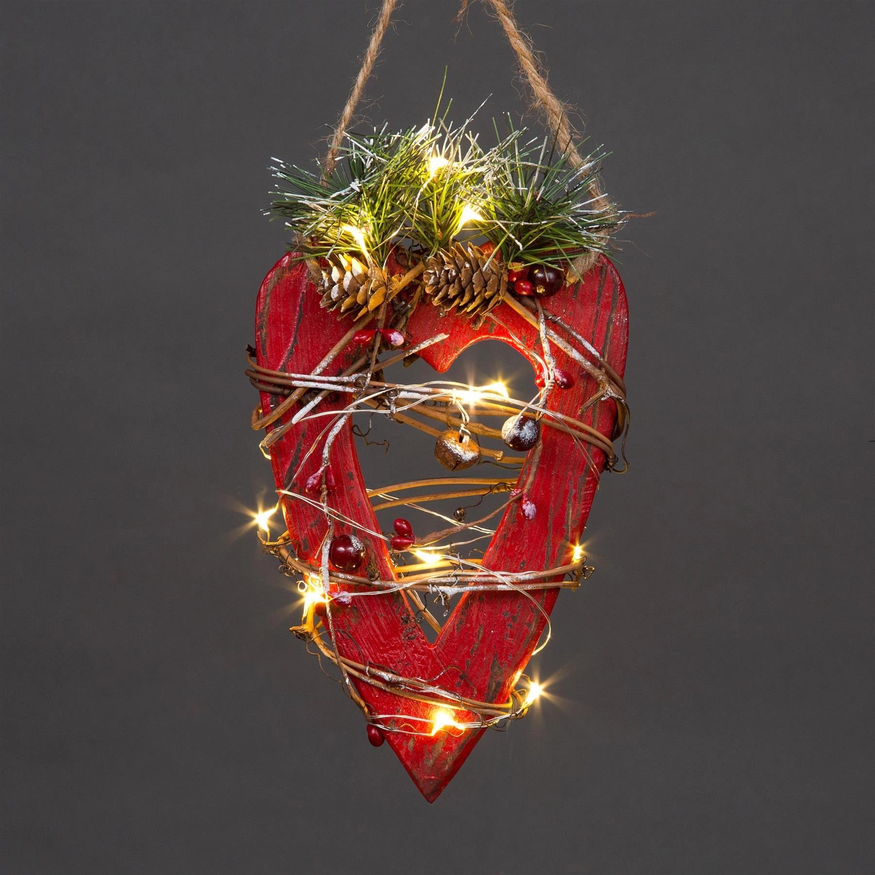 Red Heart Decorations With 15 Leds