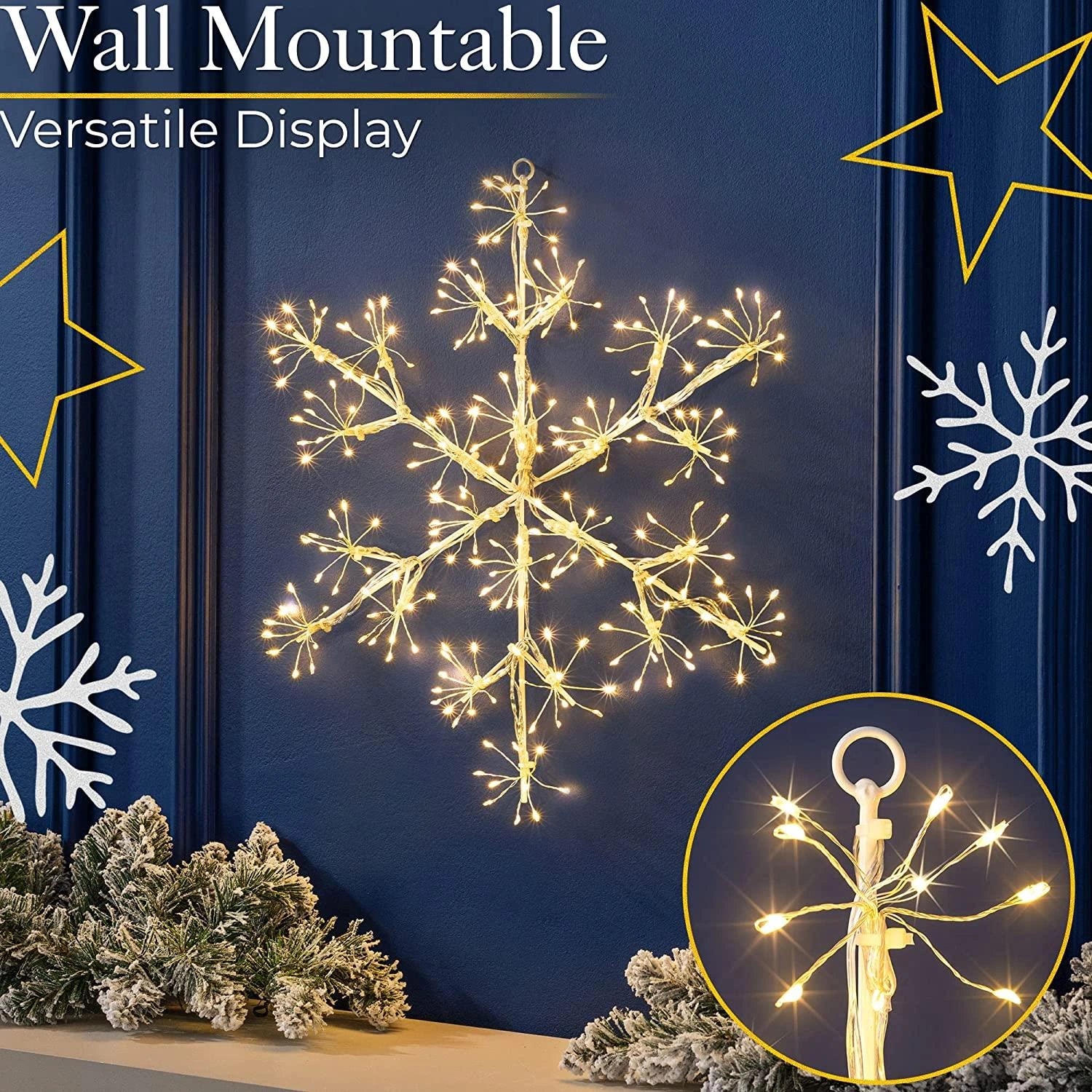 Christmas Silhouette LED Lights Twinkling Starburst Outdoor Xmas Home Decor 64cm