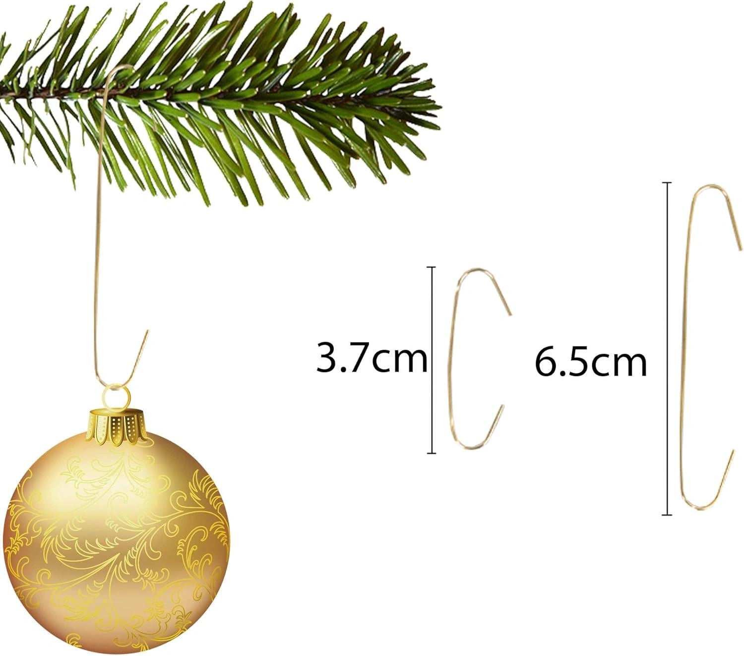 300PCS Golden Hanger Hooks Christmas Ornaments Xmas Tree Bauble Decoration Wire