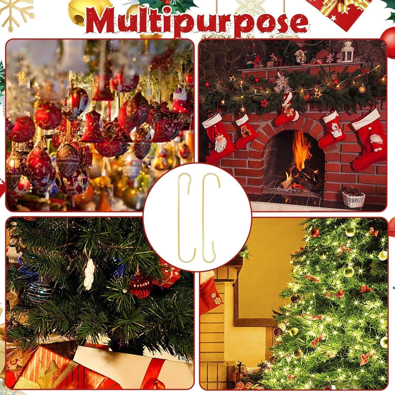 300PCS Golden Hanger Hooks Christmas Ornaments Xmas Tree Bauble Decoration Wire